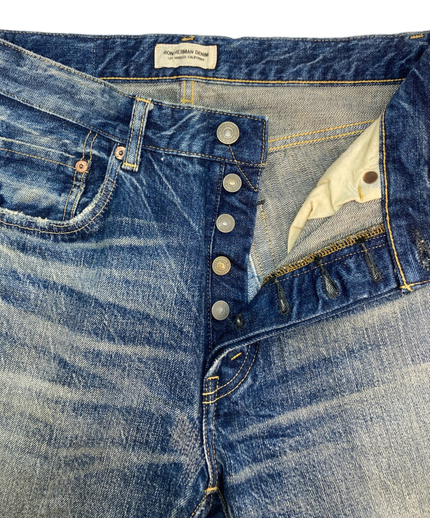 RON HERMAN DENIM セルビッチ 赤耳 白パッチダメージデニム 中古・古着通販】Ron Herman (ロンハーマン) ダメージ加工セルビッチ