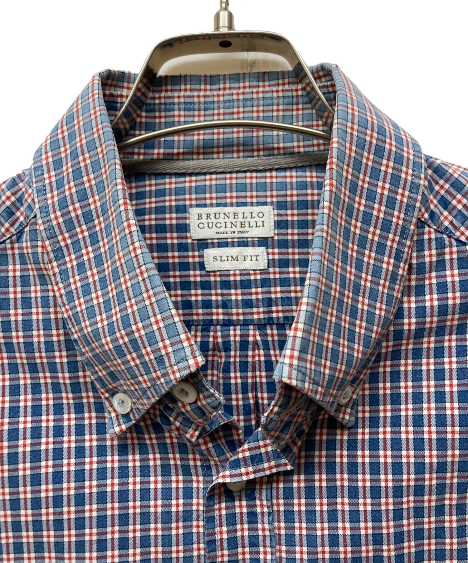 BRUNELLO CUCINELLI チェック柄シャツ スリムフィット L 中古・古着通販】BRUNELLO CUCINELLI (ブルネロクチネリ) SLIM FIT