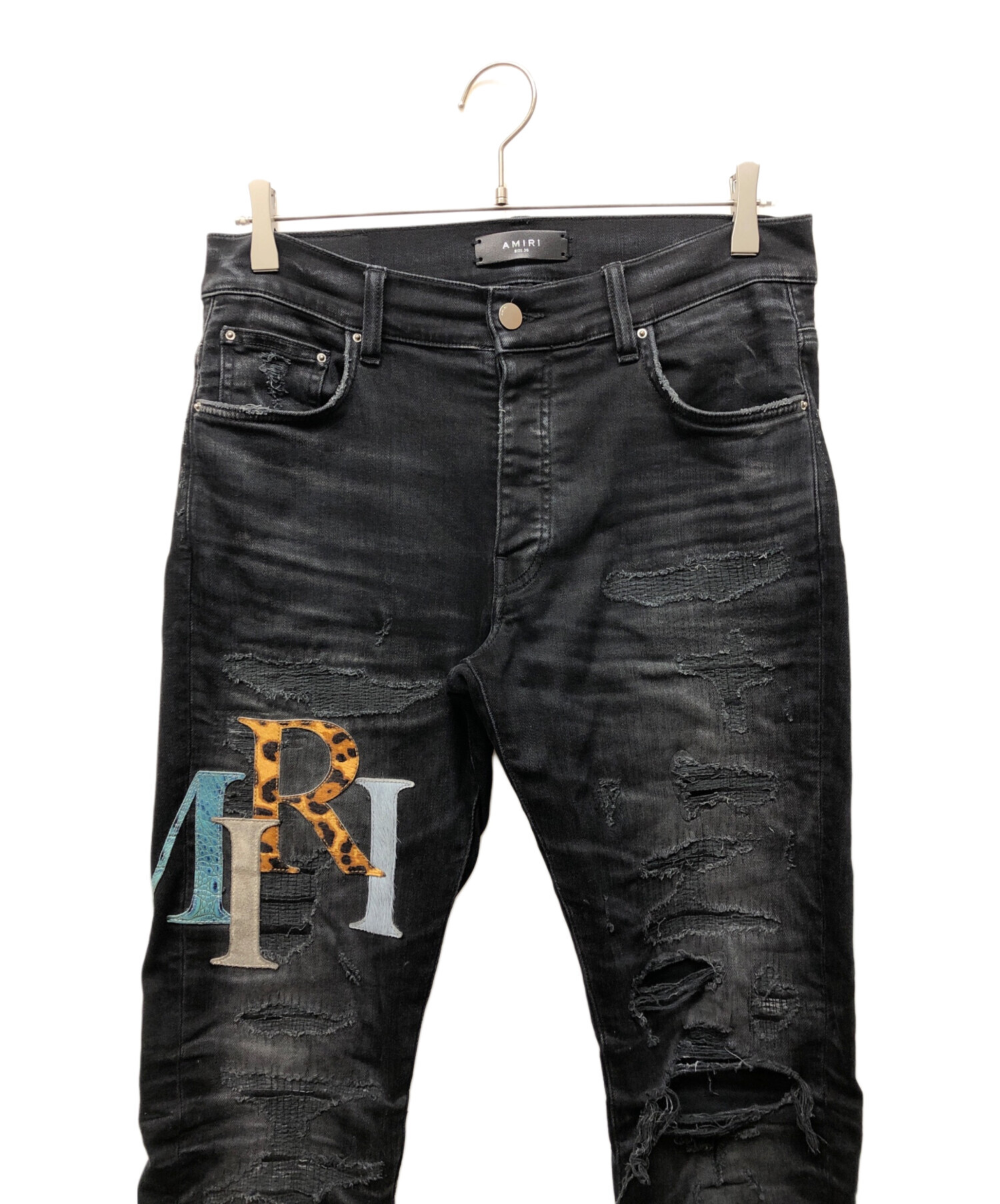 未使用 23aw　AMIRI アミリ　ツイードパッチ　ペインターデニム　ブラック 中古・古着通販】AMIRI (アミリ) デニムパンツ ブラック サイズ:30