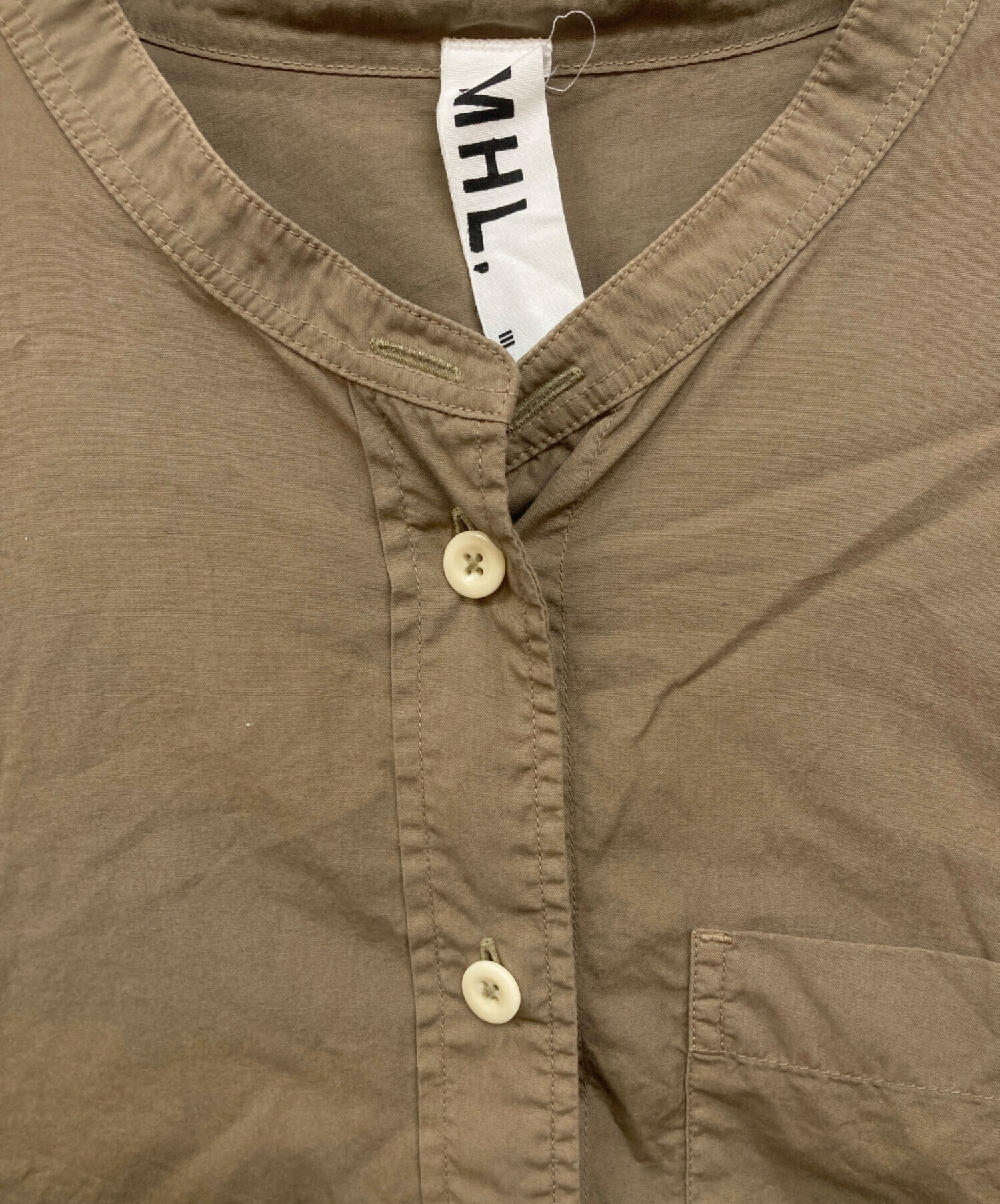 MHL. エムエイチエル ブラウス M ベージュ 【古着】【中古】【送料無料】 中古・古着通販】MHL (エムエイチエル) バンドカラーシャツ ベージュ