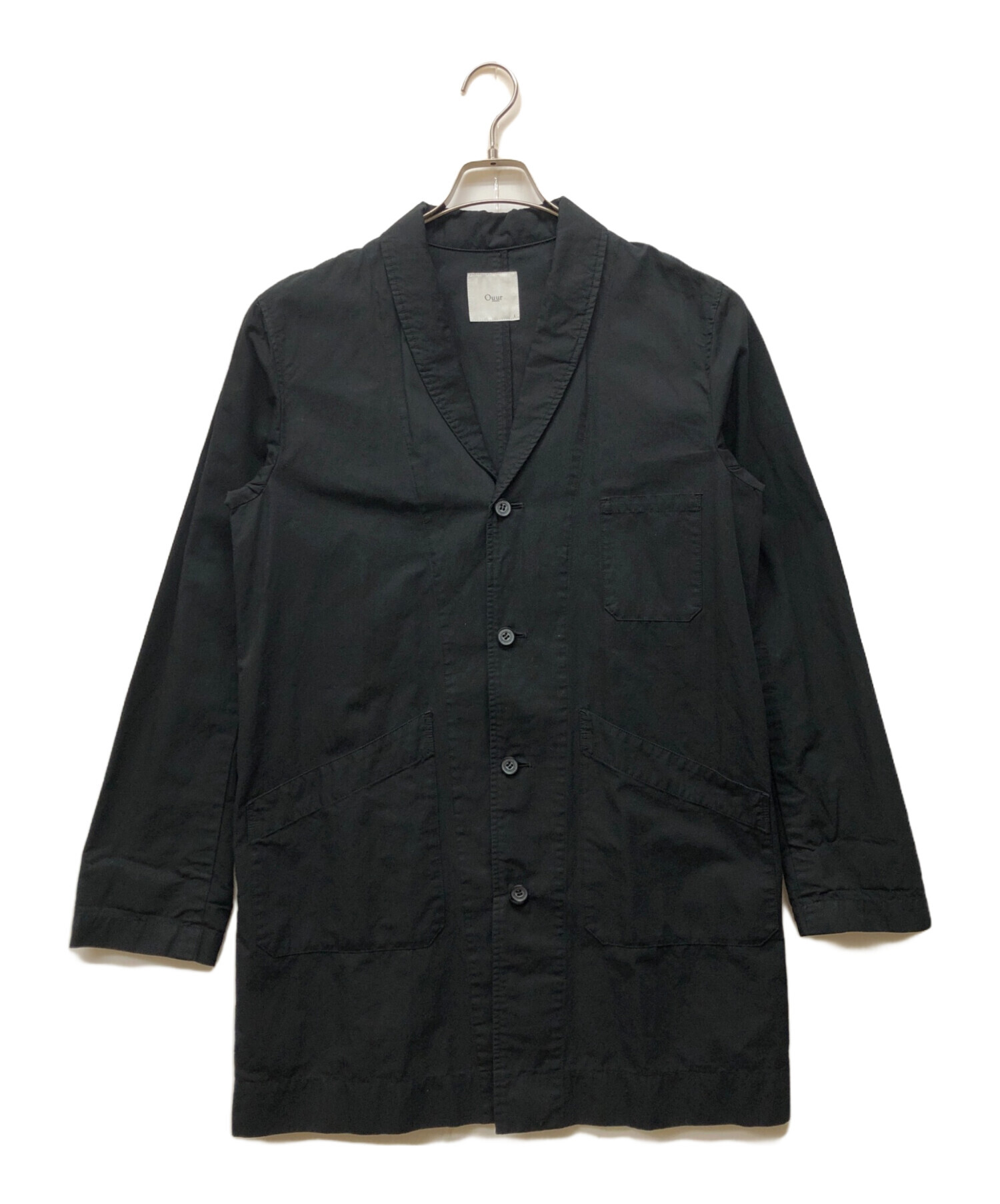 中古・古着通販】Ouur (アウアー) ノーカラーコート ブラック サイズ:1