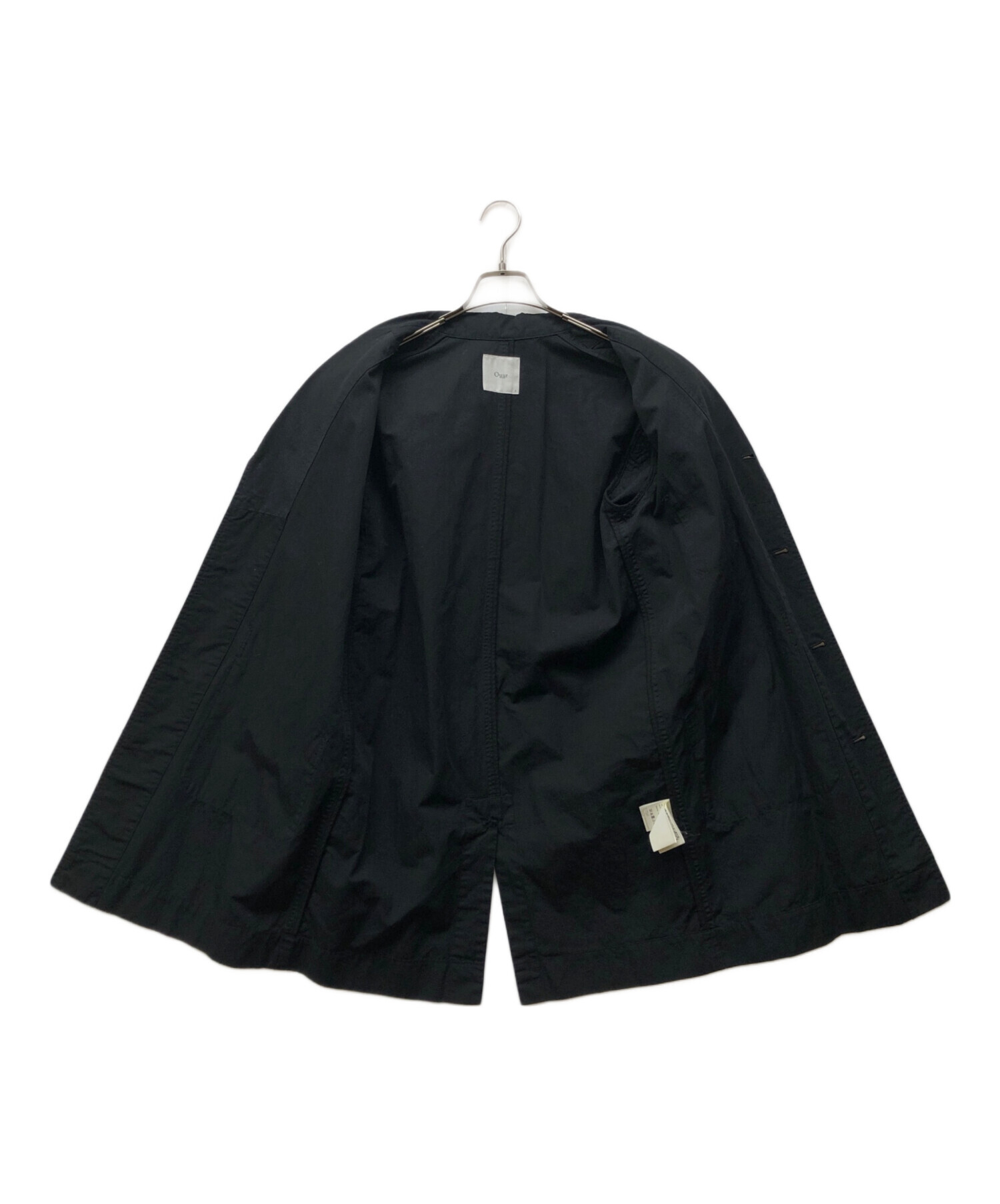 中古・古着通販】Ouur (アウアー) ノーカラーコート ブラック サイズ:1 