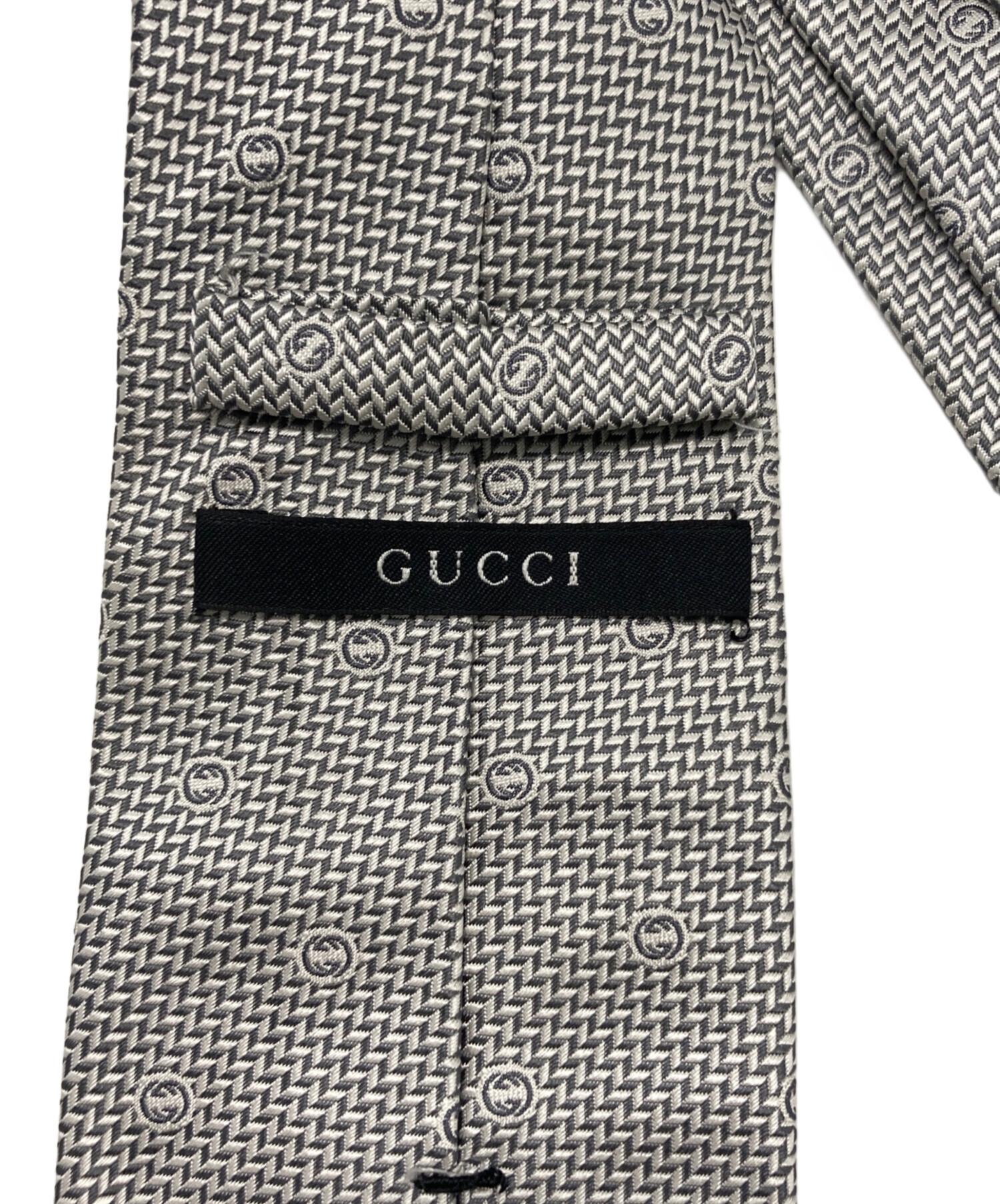 中古・古着通販】GUCCI (グッチ) GG刺繍シルクネクタイ シルバー 