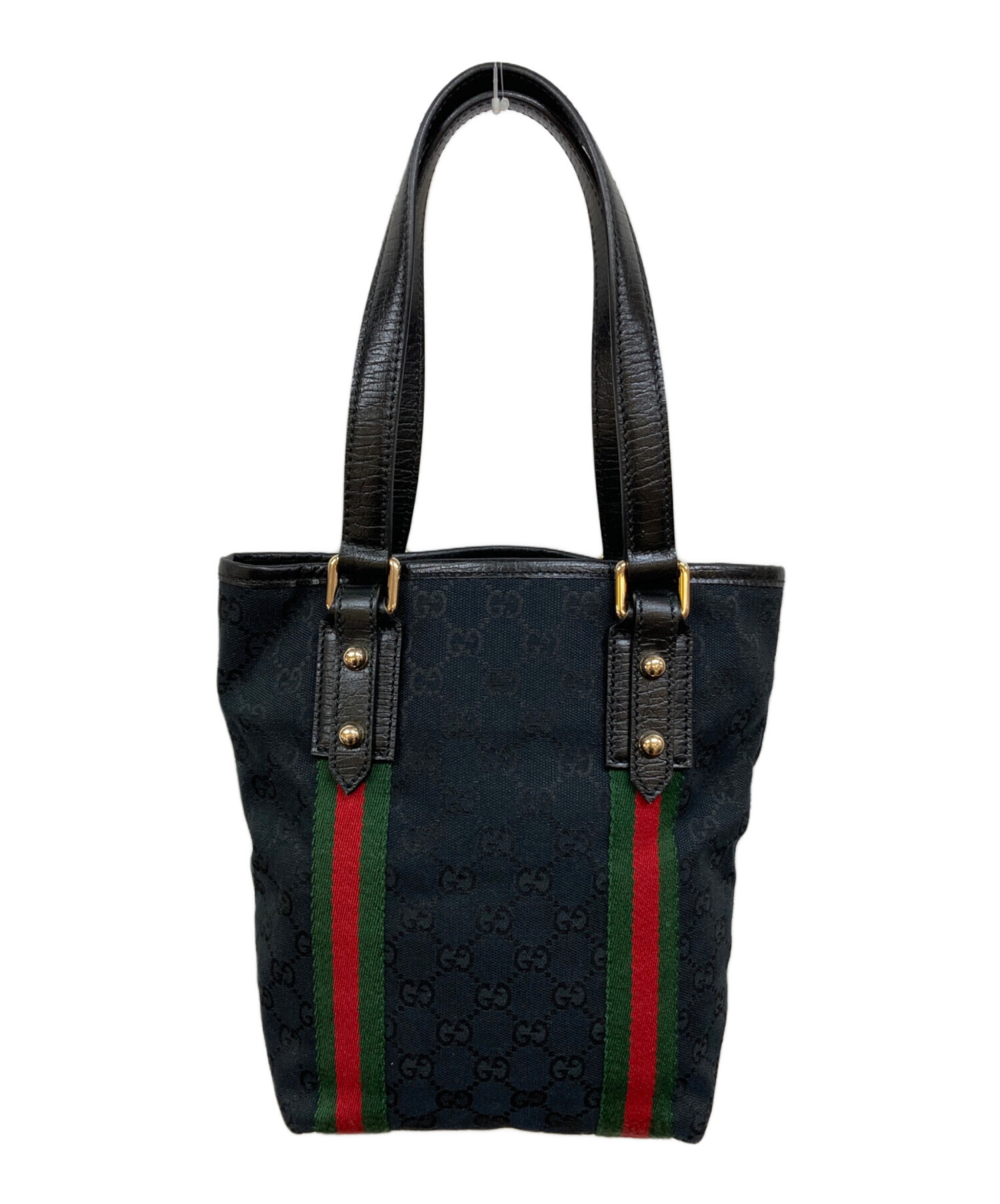 中古・古着通販】GUCCI (グッチ) GGキャンバストートバッグ ブラック 