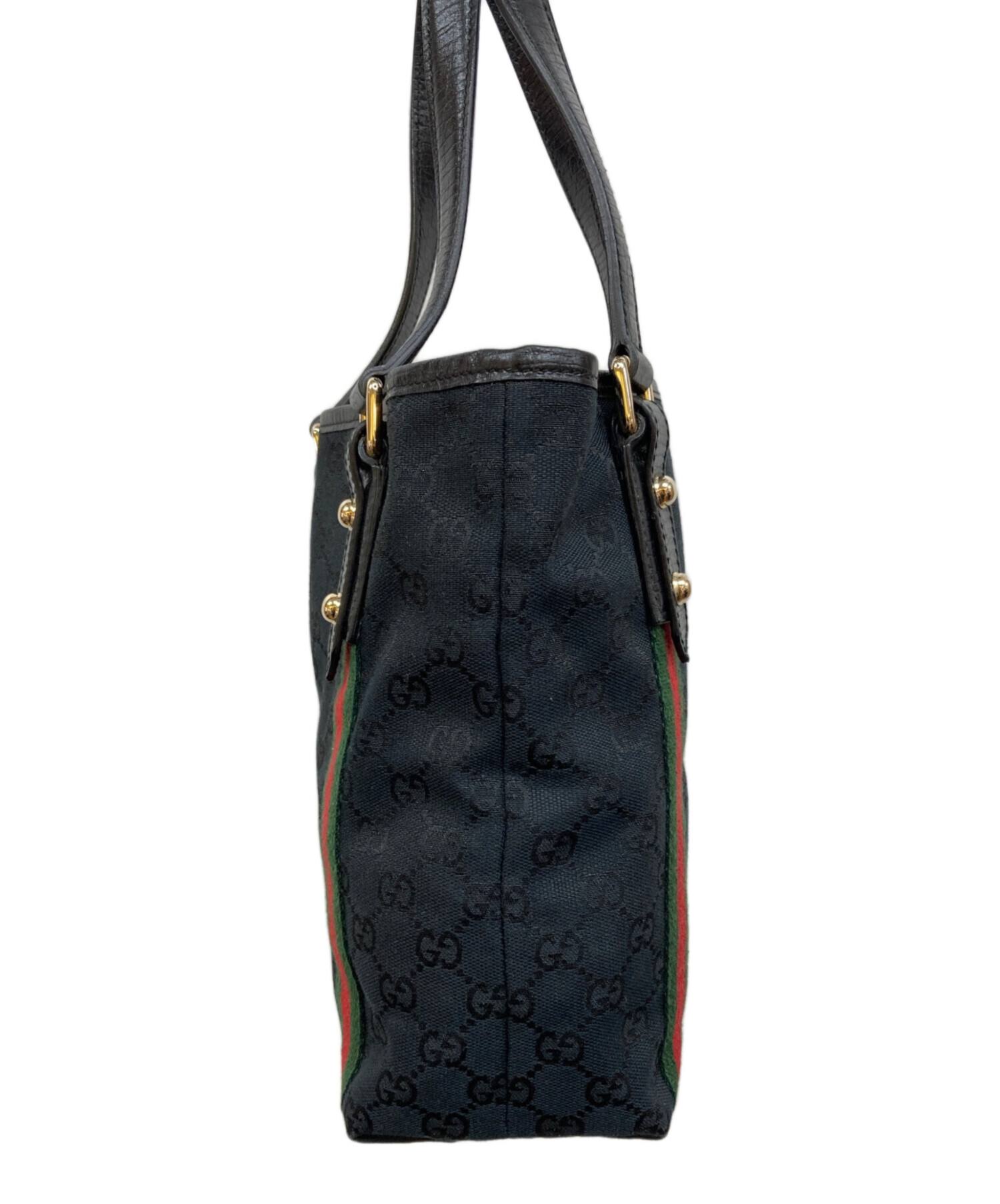 中古・古着通販】GUCCI (グッチ) GGキャンバストートバッグ ブラック 