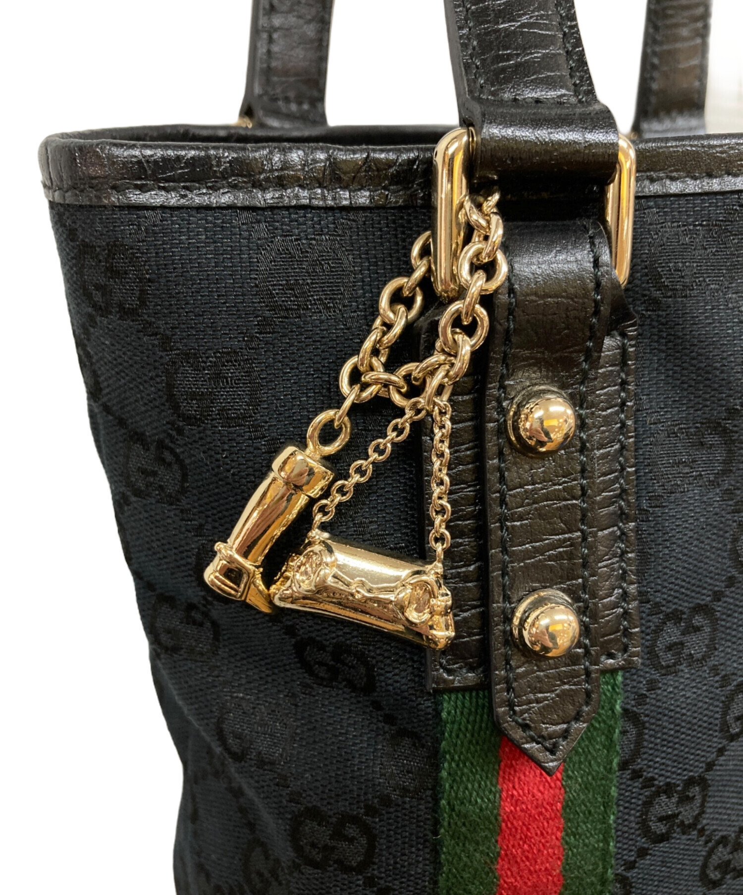 中古・古着通販】GUCCI (グッチ) GGキャンバストートバッグ ブラック 