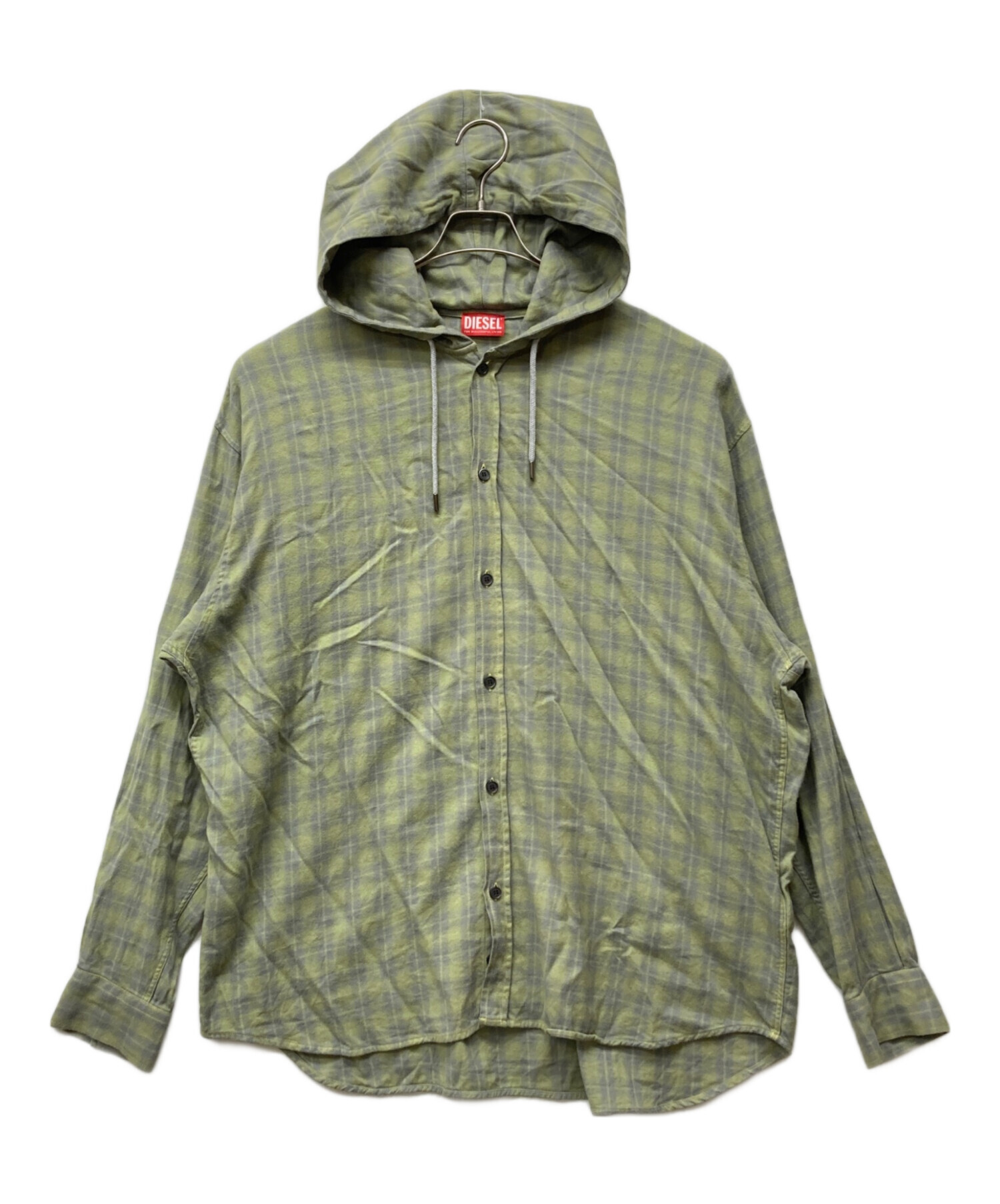 タグ付き DIESEL ディーゼル フード付き チェックシャツ シャツパーカー DIESEL（ディーゼル） チェックシャツ 長袖シャツ シャツ パーカー S