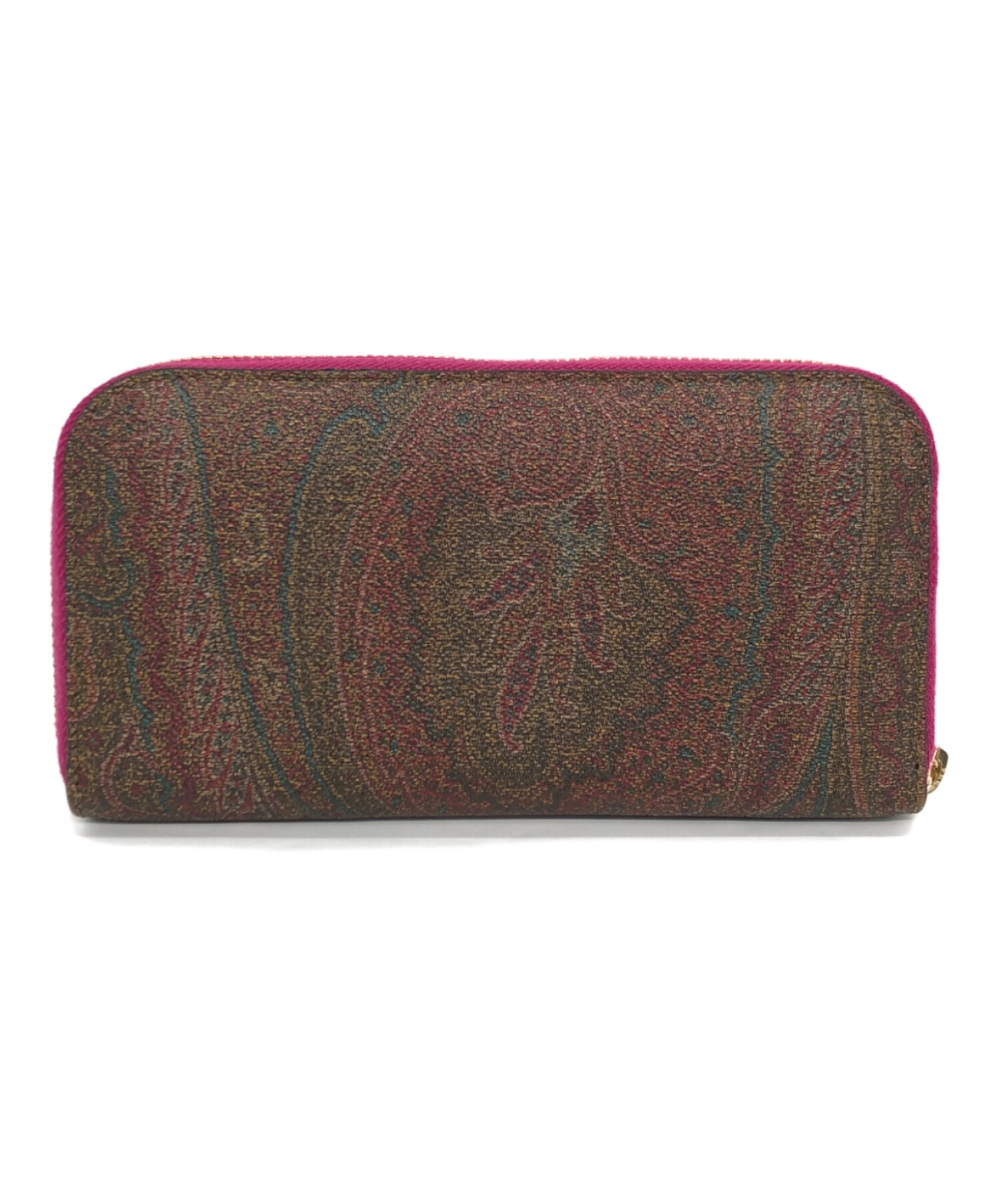 箱付き 良品 ETRO 長財布 ラウンドジップ エトロ ペイズリー ピンク 人気 ETRO（エトロ） 1点限定 長財布 ペイズリー レザー ブラウン マルチ