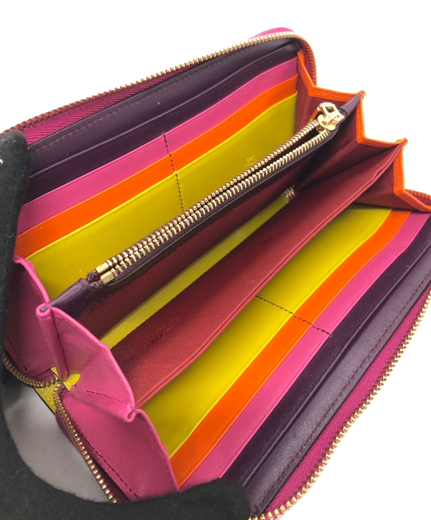 未使用品☆ETRO(エトロ)/型押し・二つ折り財布・パープル 中古・古着通販】ETRO (エトロ) ペイズリー長財布 ブラウン×ピンク