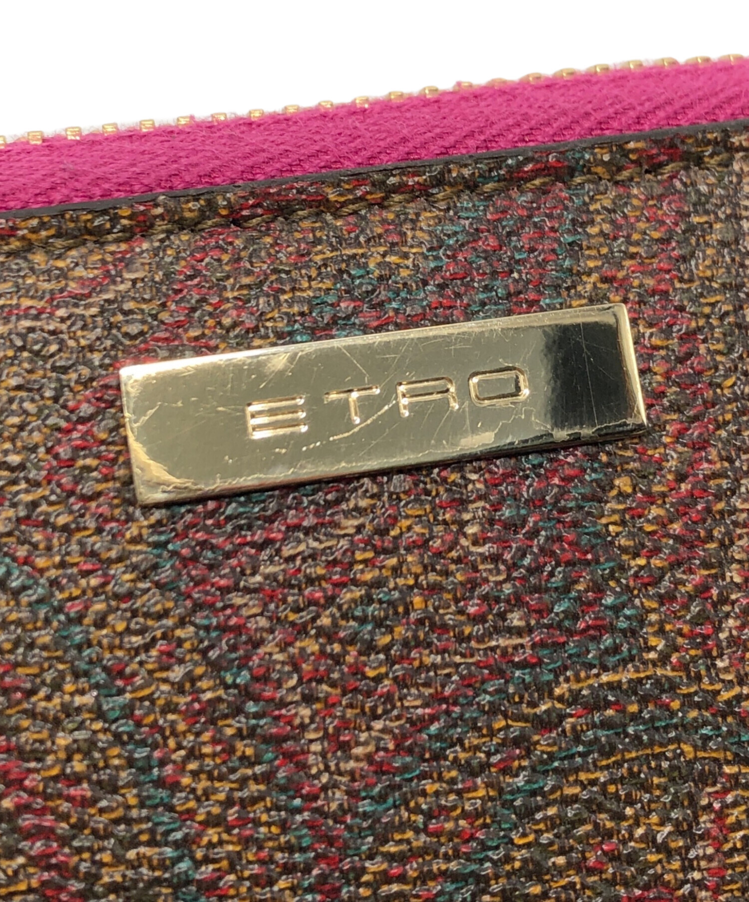 中古・古着通販】ETRO (エトロ) ペイズリー長財布 ブラウン×ピンク