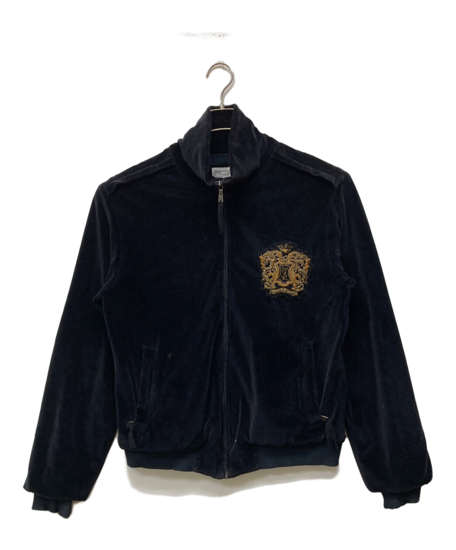 古着 90s イヴサンローラン 刺繍 ベロアジャケット 総柄 ブラック 中古・古着通販】Yves Saint Laurent (イヴサンローラン) ベロア