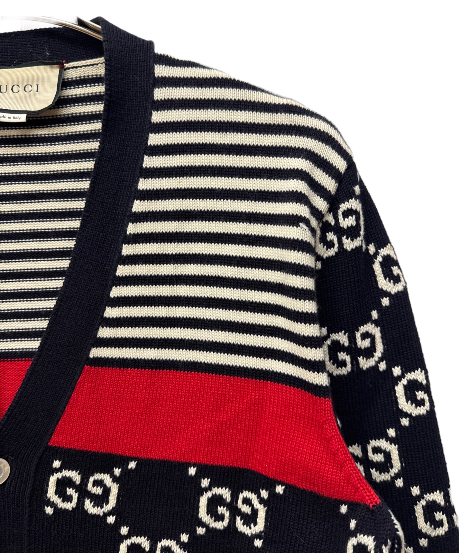 中古・古着通販】GUCCI (グッチ) GG Cotton Jacquard Striped Knit