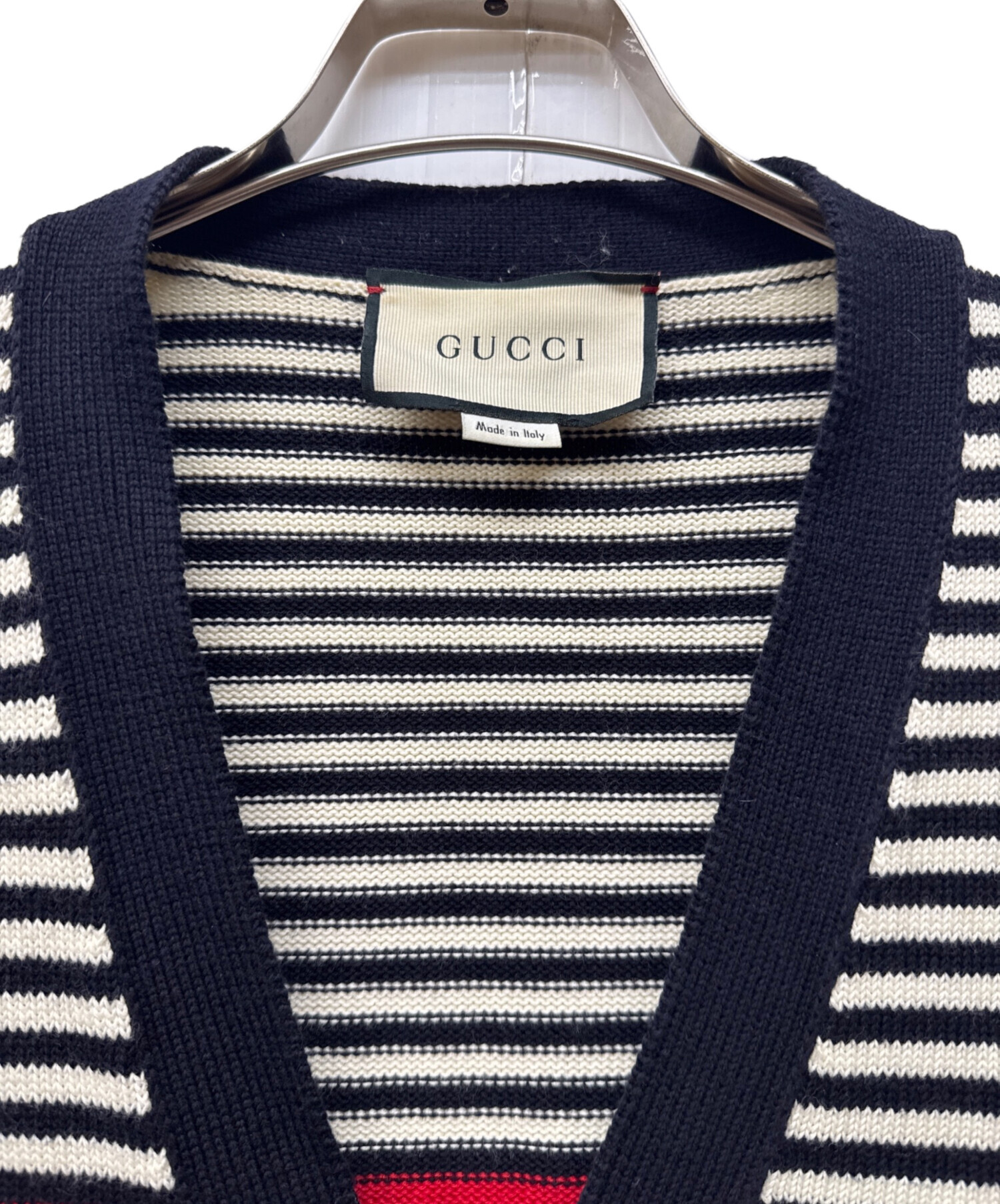 グッチ GG ダイアゴナル コットン＆シルク カーディガ 中古・古着通販】GUCCI (グッチ) GG Cotton Jacquard Striped Knit
