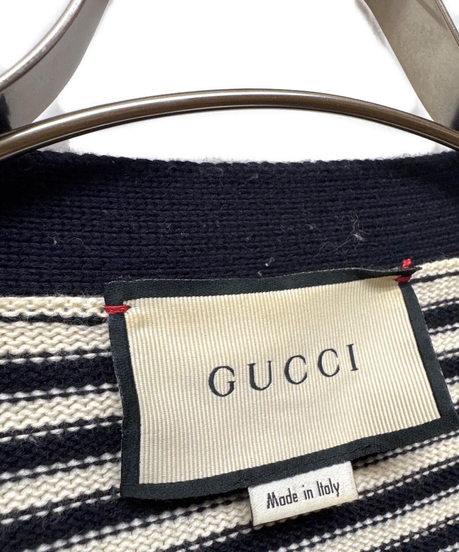 中古・古着通販】GUCCI (グッチ) GG Cotton Jacquard Striped Knit