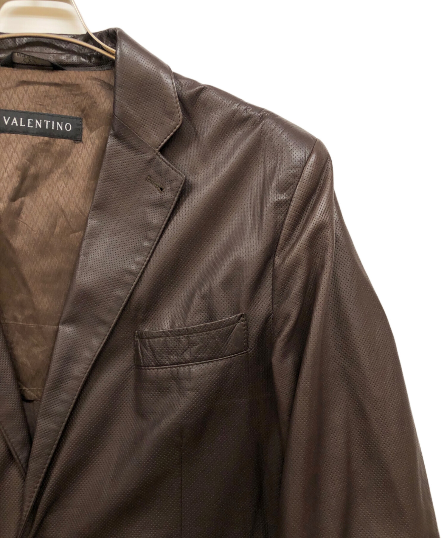 VALENTINO ブラウン レザージャケット 中古・古着通販】VALENTINO (ヴァレンティノ) パンチングレザー