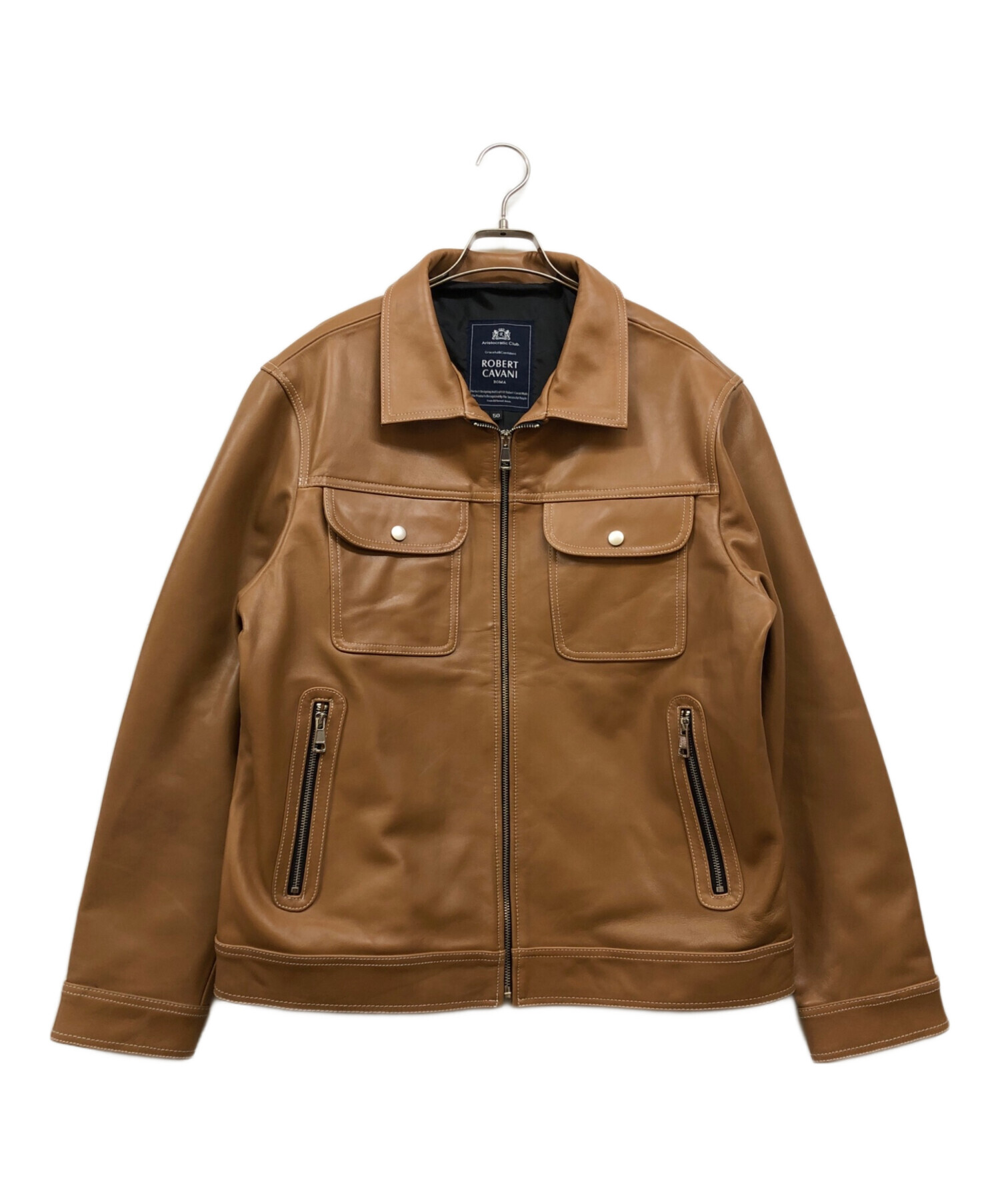未使用 ROBERT CAVANI 本革レザージャケット54 XL 中古・古着通販】ROBERT CAVANI (ロベルトカバーニ) レザージャケット