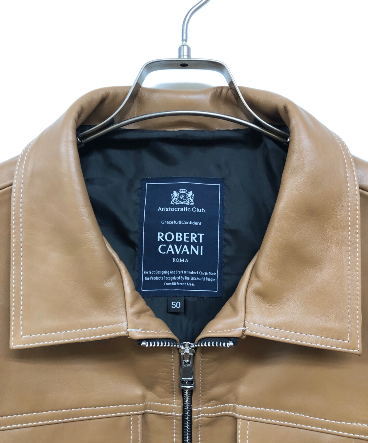 未使用 ROBERT CAVANI 本革レザージャケット54 XL 中古・古着通販】ROBERT CAVANI (ロベルトカバーニ) レザージャケット