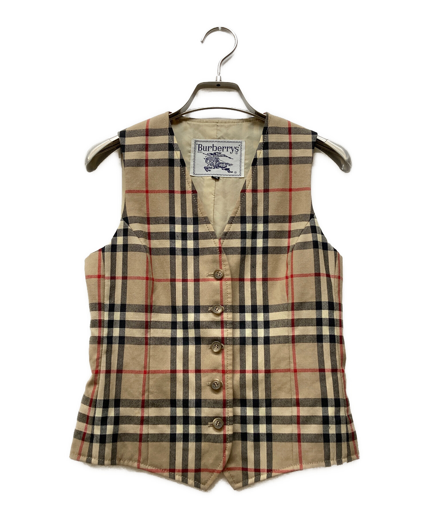 バーバリーズ ヴィンテージ ニットベスト Vネック ノバチェック ベージュ M Burberry バーバリー ノバチェック カーディガン ベスト ニット M