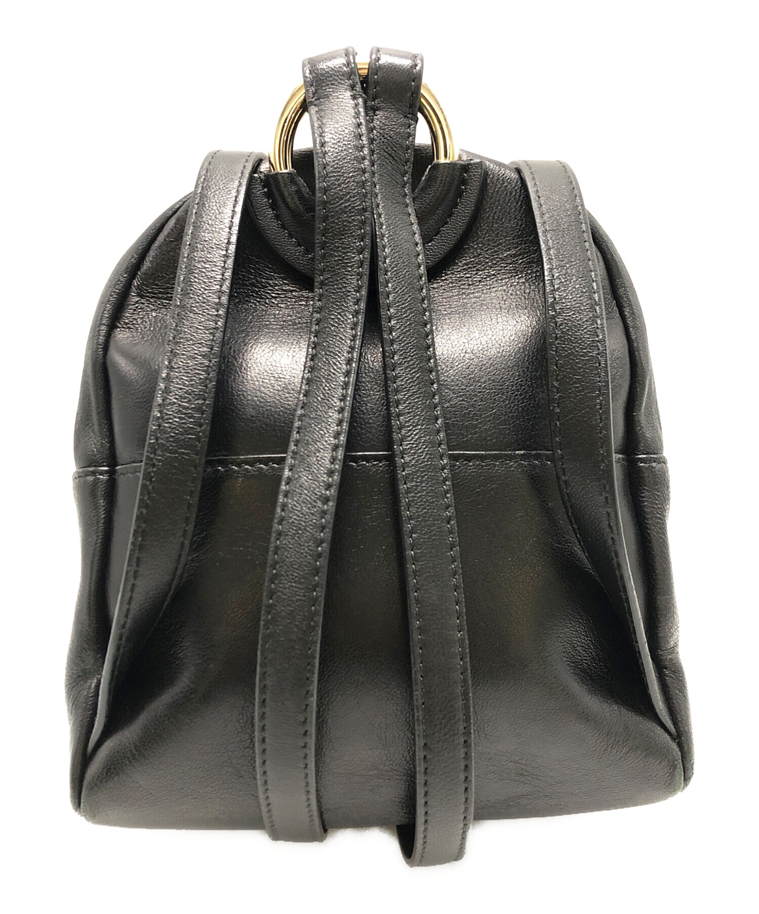 専用　ジミーチュウ オールレザー スタッズ リュック ナッパ 黒 ゴールド 中古・古着通販】JIMMY CHOO (ジミーチュウ) スタッズリュックサック