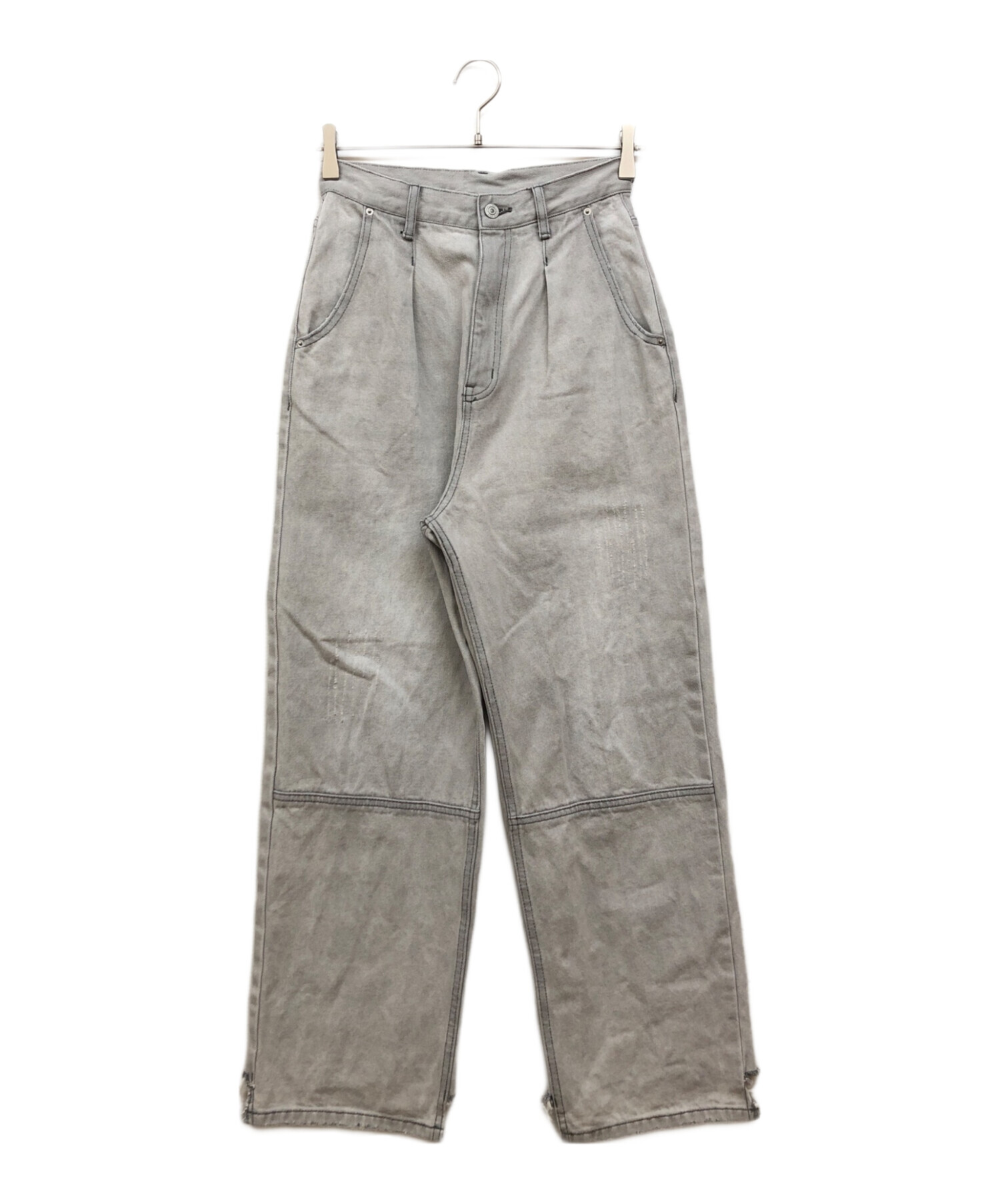 中古・古着通販】YENN (イエン) HIGH RISE TUCK WIDE PANTS グレー