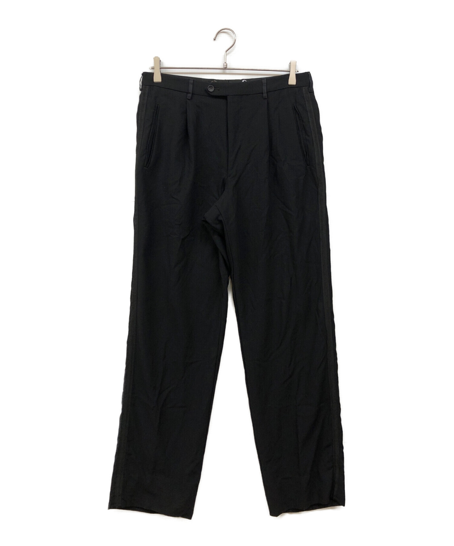 90's ARMANI アルマーニ　ブラック スラックス 中古・古着通販】ARMANI (アルマーニ) サイドラインスラックス