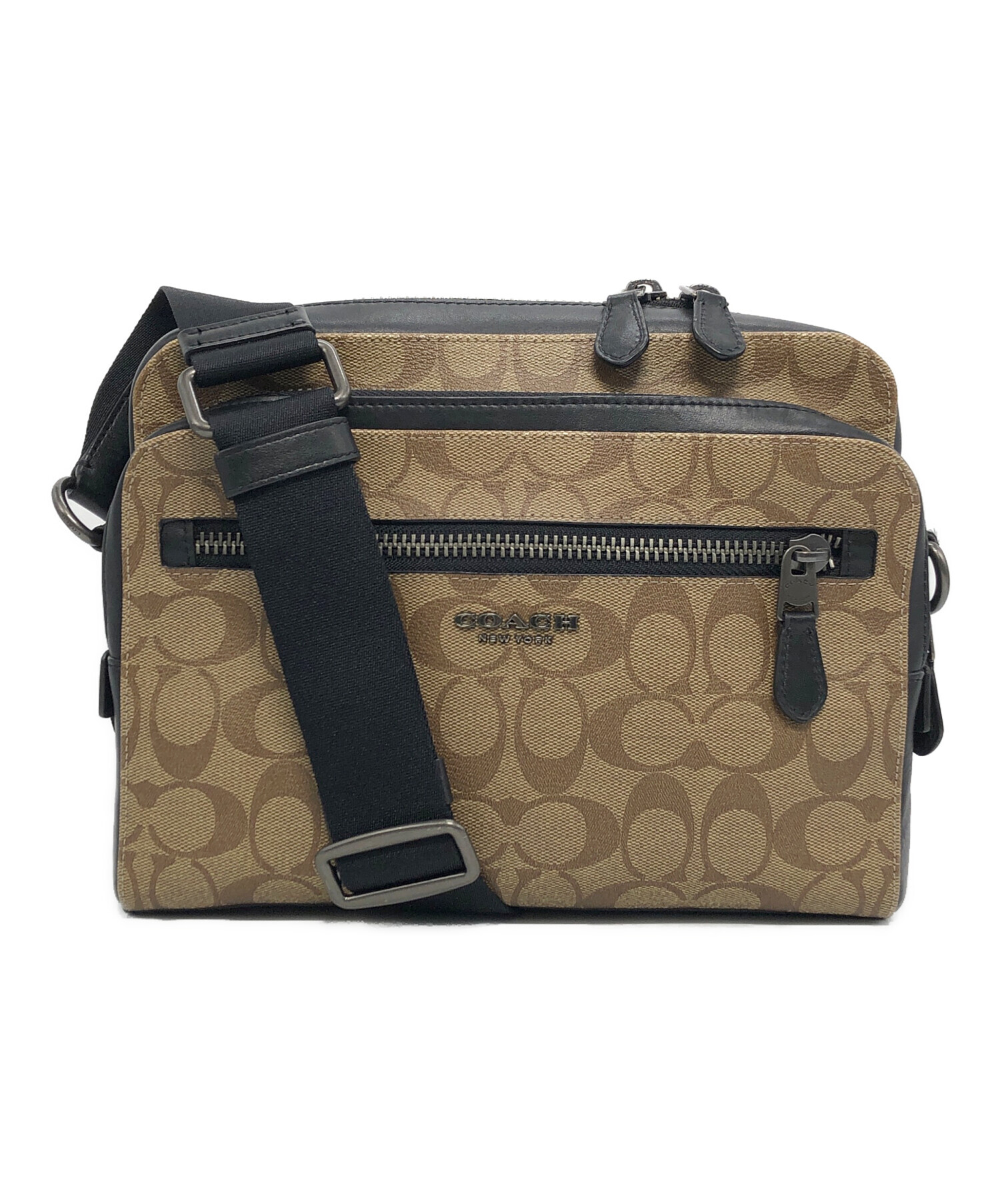 中古・古着通販】COACH (コーチ) ショルダーバッグ ブラック×ベージュ 