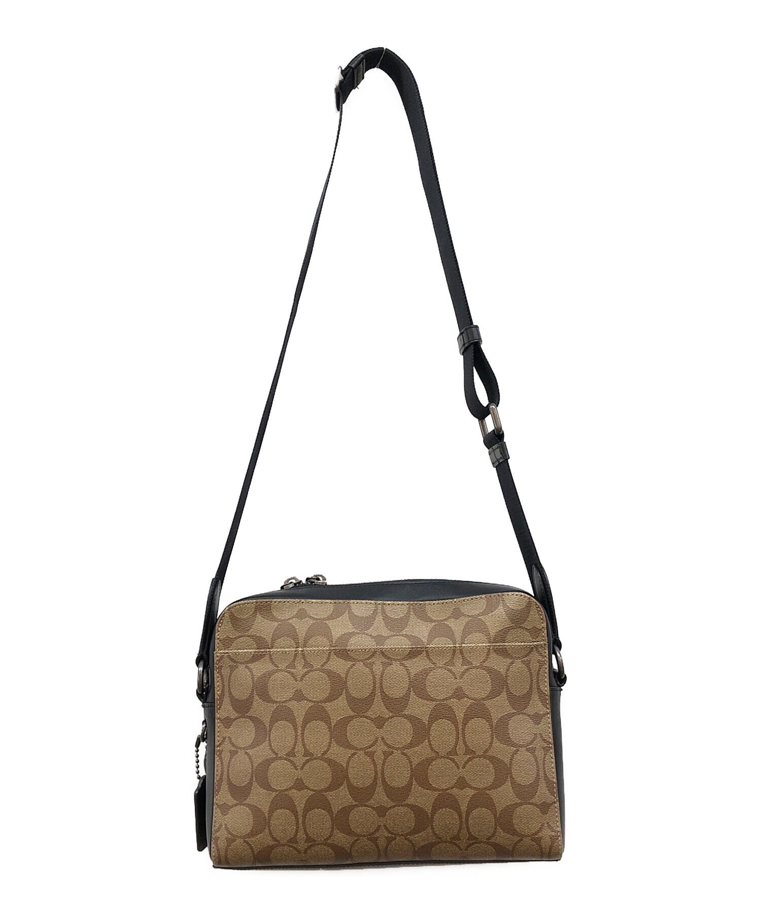 中古・古着通販】COACH (コーチ) ショルダーバッグ ブラック×ベージュ 