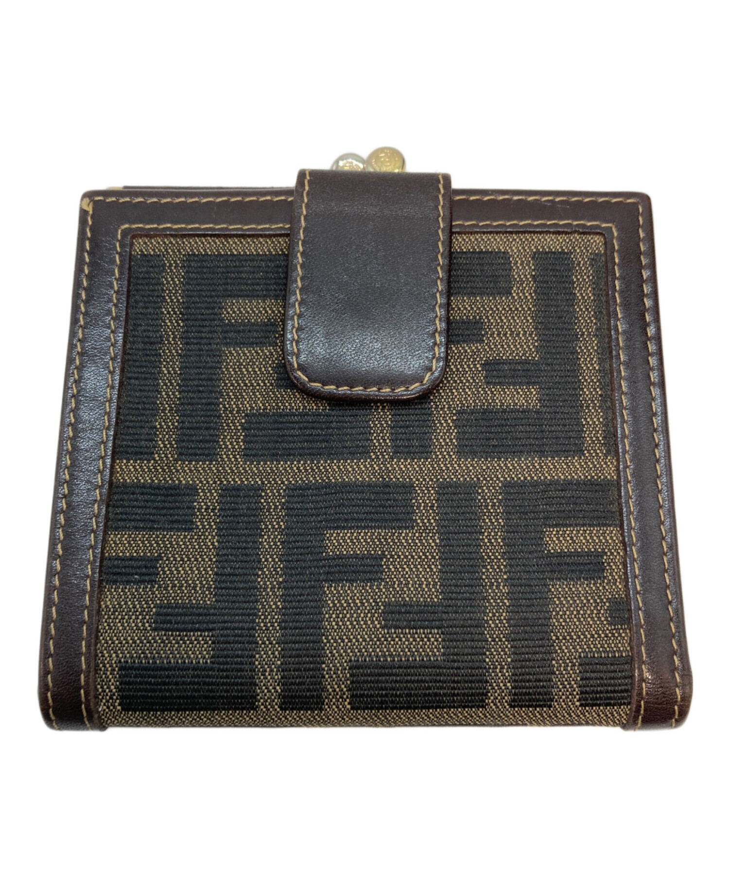 FENDI フェンディ 折り財布 がま口 ズッカ柄 ブラウン 楽天市場】FENDI【フェンディ】2つ折り がま口 財布 コンパクト ズッカ