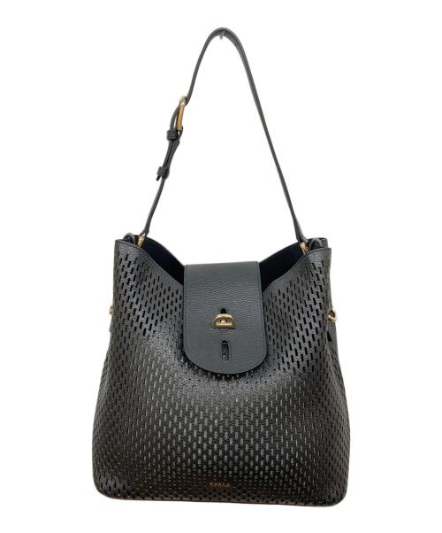 中古・古着通販】FURLA (フルラ) レザーメッシュハンドバッグ ブラック