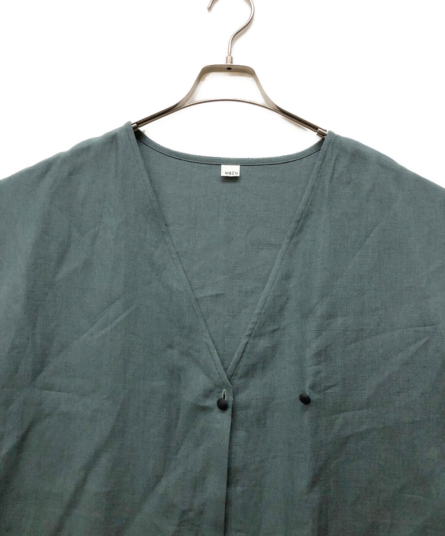 中古・古着通販】wafu (ワフー) リネンワンピース グリーン サイズ
