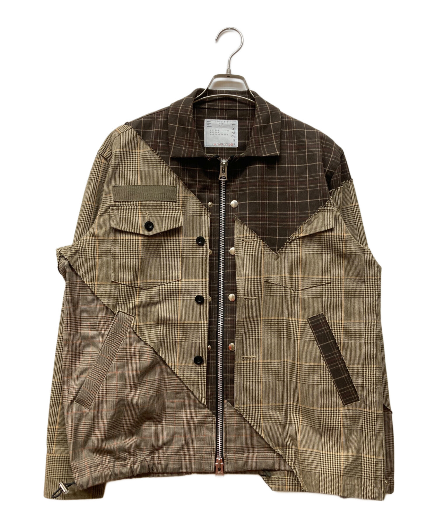 中古・古着通販】sacai (サカイ) CHECKED PANELLED JACKET ベージュ