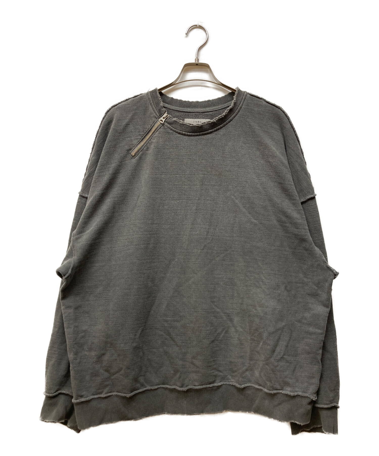 中古・古着通販】Jieda (ジエダ) DAMAGE ZIP OVER SWEAT CREW グレー 