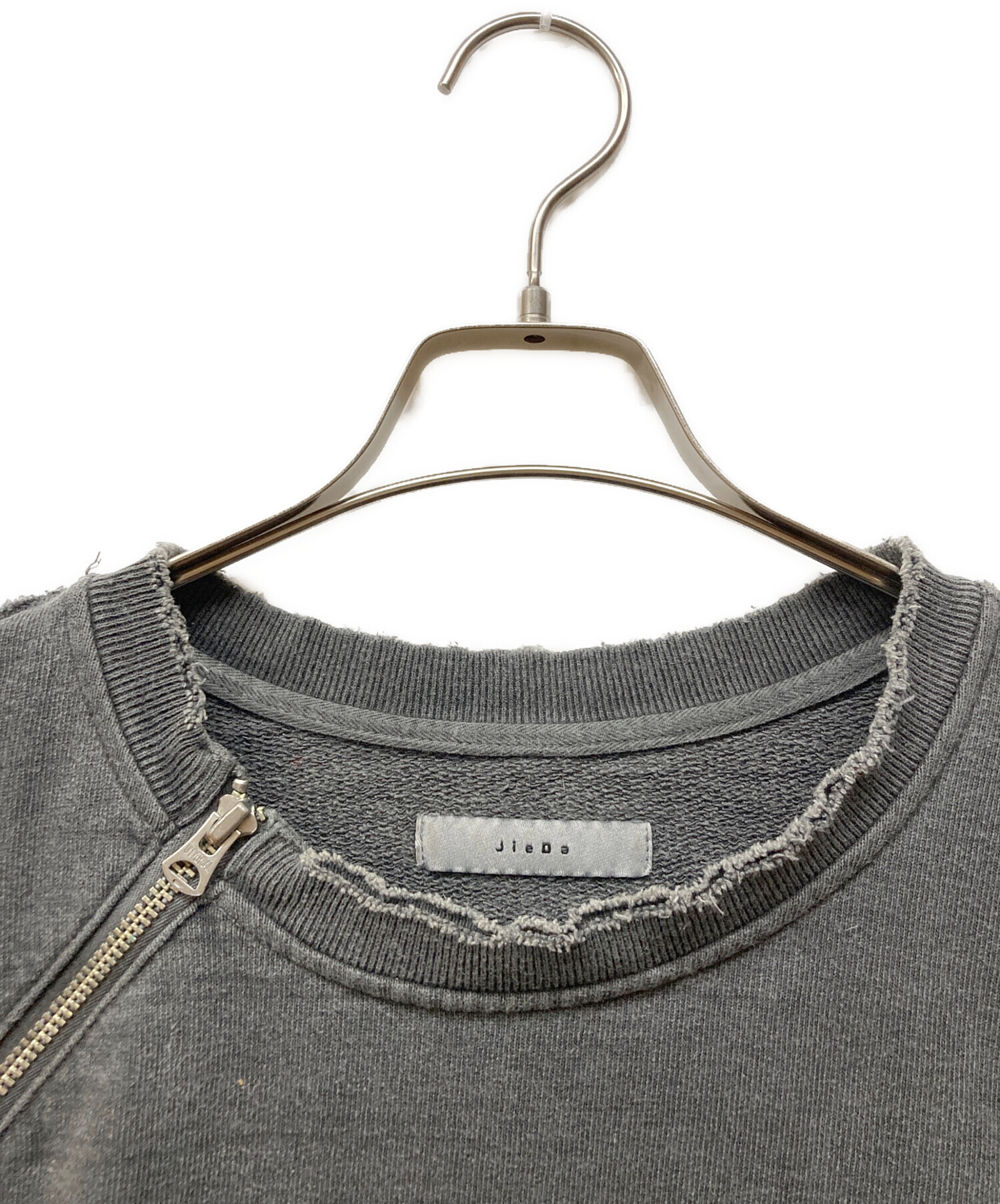 中古・古着通販】Jieda (ジエダ) DAMAGE ZIP OVER SWEAT CREW グレー 