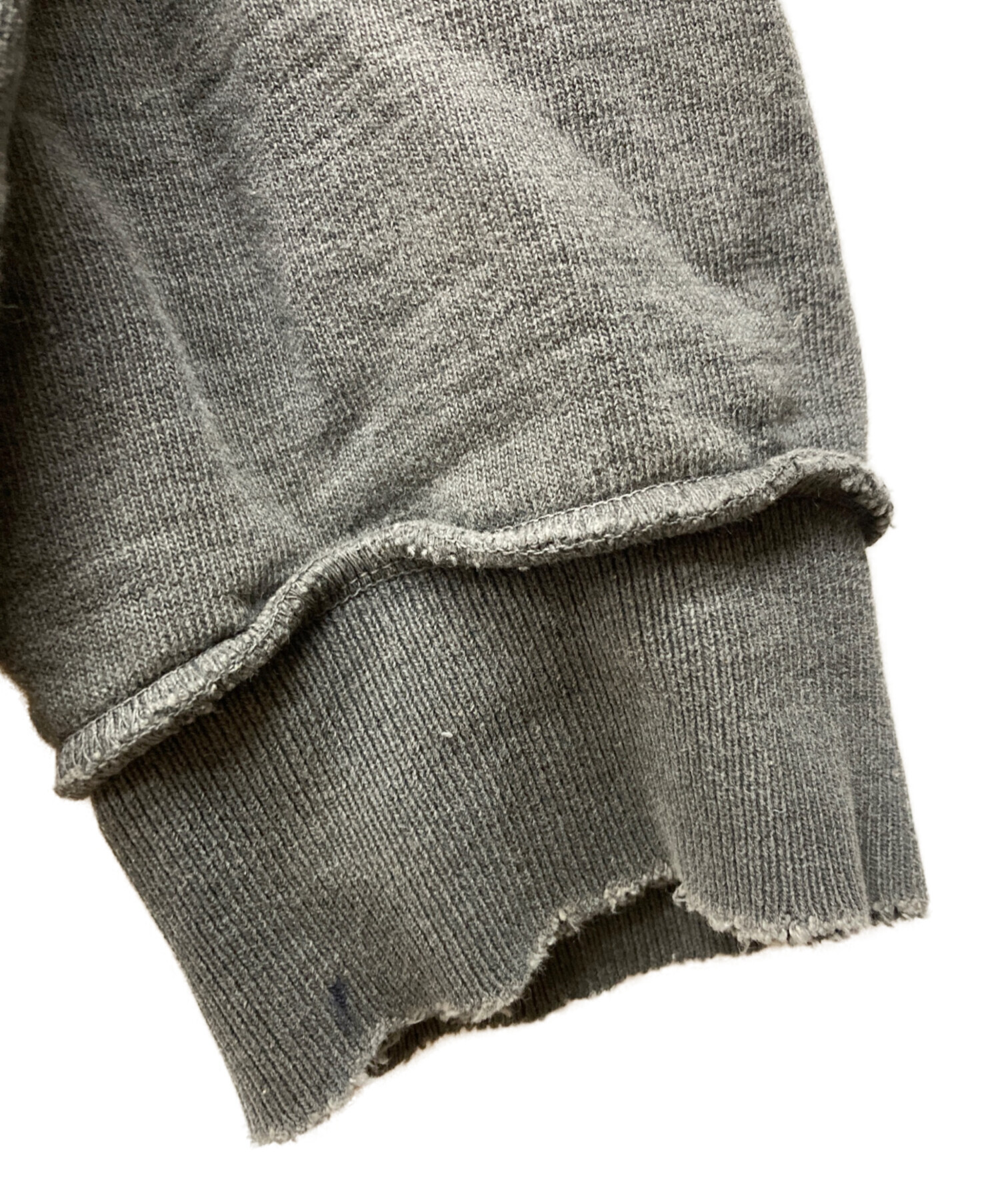 中古・古着通販】Jieda (ジエダ) DAMAGE ZIP OVER SWEAT CREW グレー