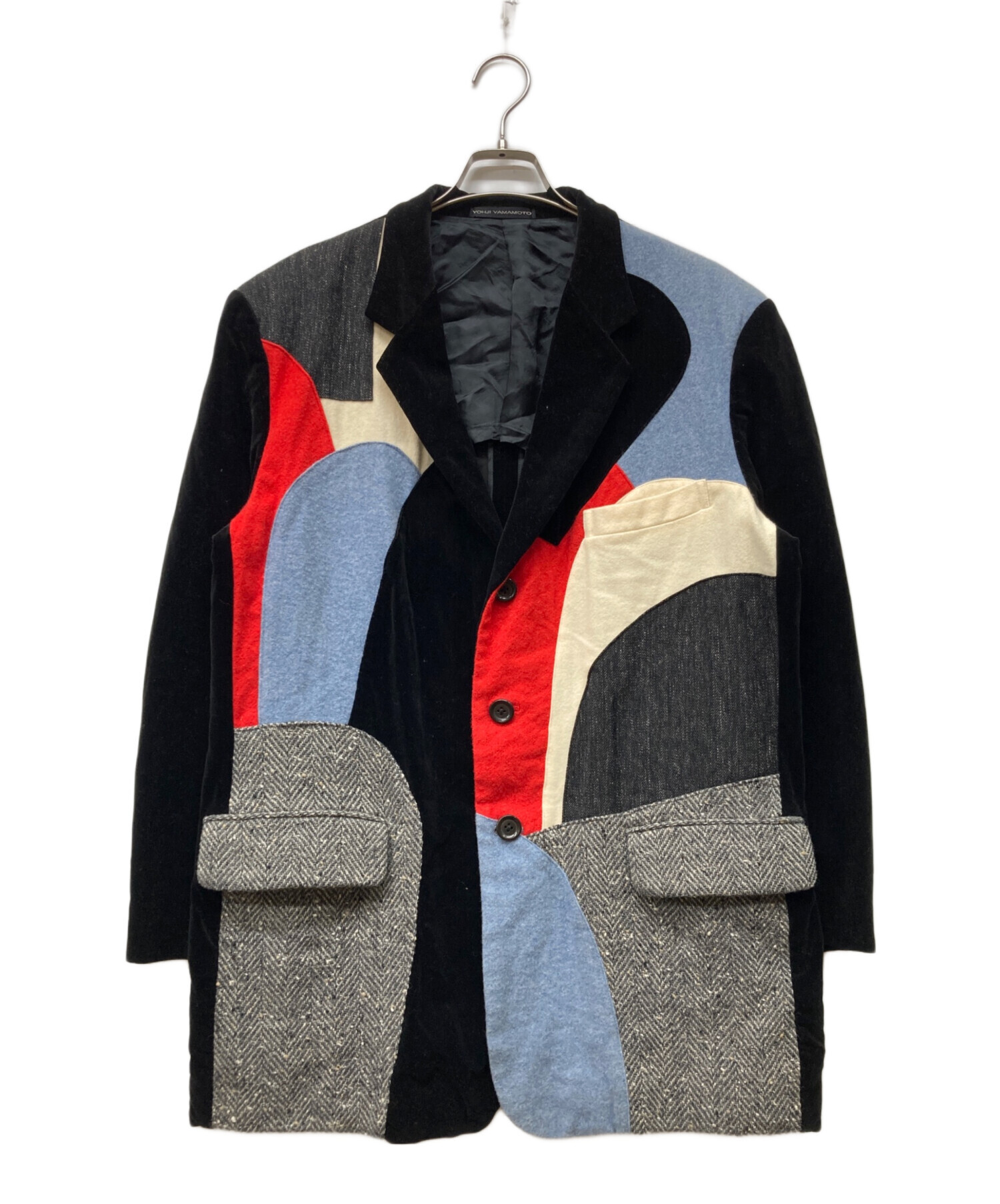 80s Y's for men ワイズ ベロア テーラード 黒 M アーカイブ 中古・古着通販】Y'S for men (ワイズフォーメン) パッチワークベロア