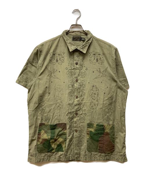 竹*竹様 箱付 RRL ヴィンテージ加工刺繍ハーフジッププルオーバーシャツ 中古・古着通販】RRL (ダブルアールエル) TRENCH ART GRAPHIC SHIRT