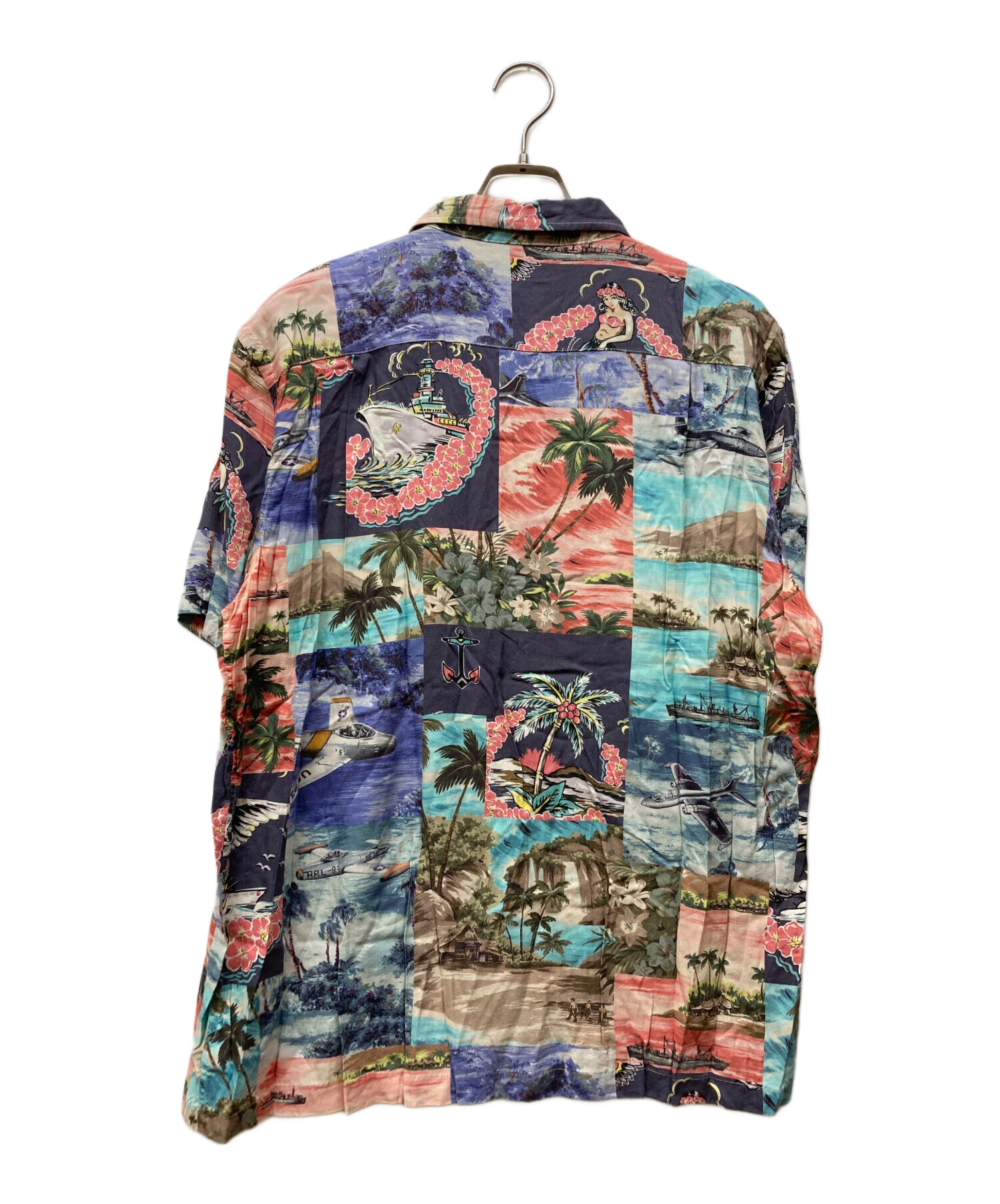 RRL ダブルアールエル アロハシャツ リボン 花柄 レーヨン100% 中古・古着通販】RRL (ダブルアールエル) パッチワークプリント