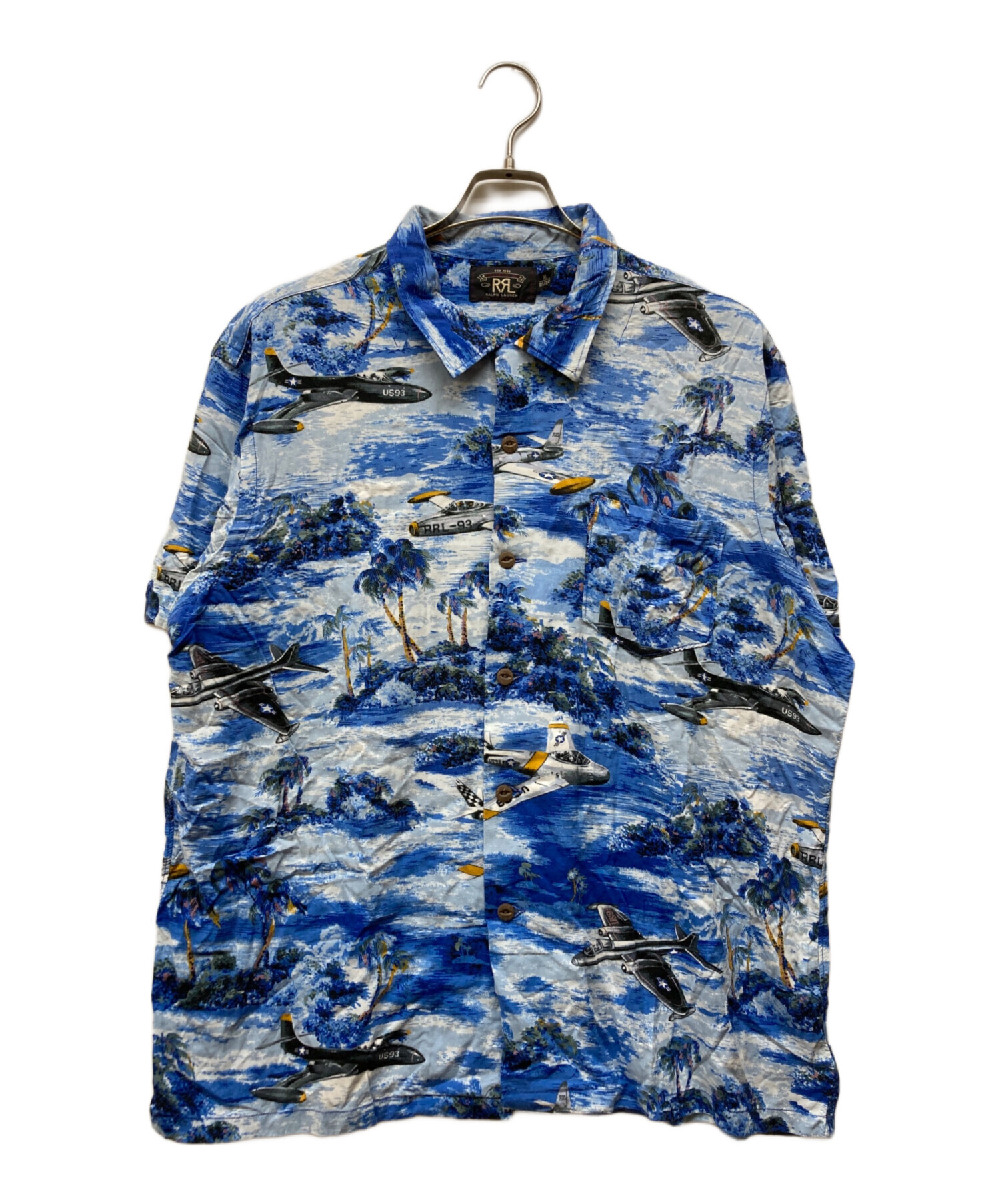 ハ*ル様 RRL 19AW キャンプシャツ 青 Sサイズ ダブルアールエル　ラル 中古・古着通販】RRL (ダブルアールエル) キャンプアロハシャツ ブルー