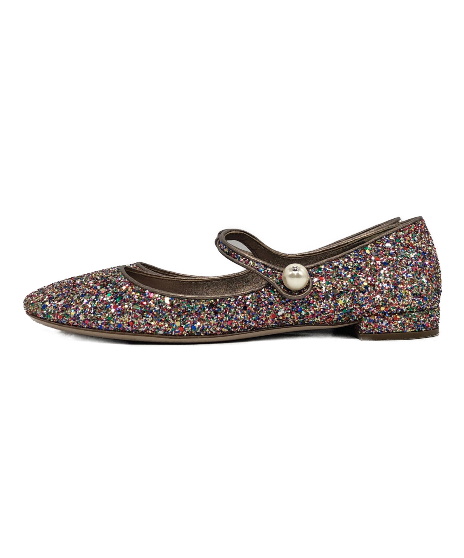 ミュウミュウ　バレーシューズ　　35.5 中古・古着通販】MIU MIU (ミュウミュウ) パールボタングリッター