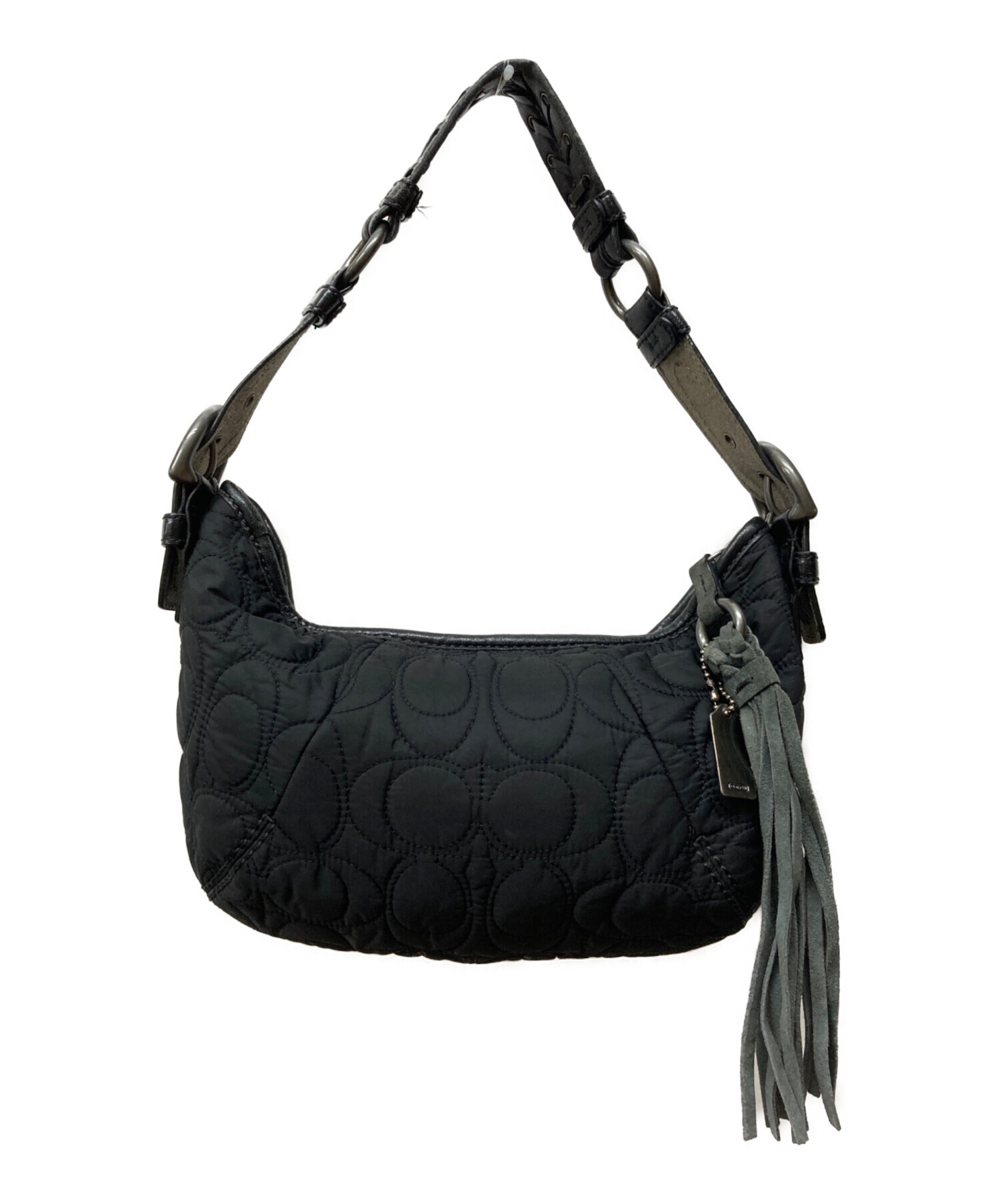 美品　COACH コーチ　ショルダーバッグ　ナイロン　BLK　F71533 中古・古着通販】COACH (コーチ) シグネチャーナイロン ショルダー