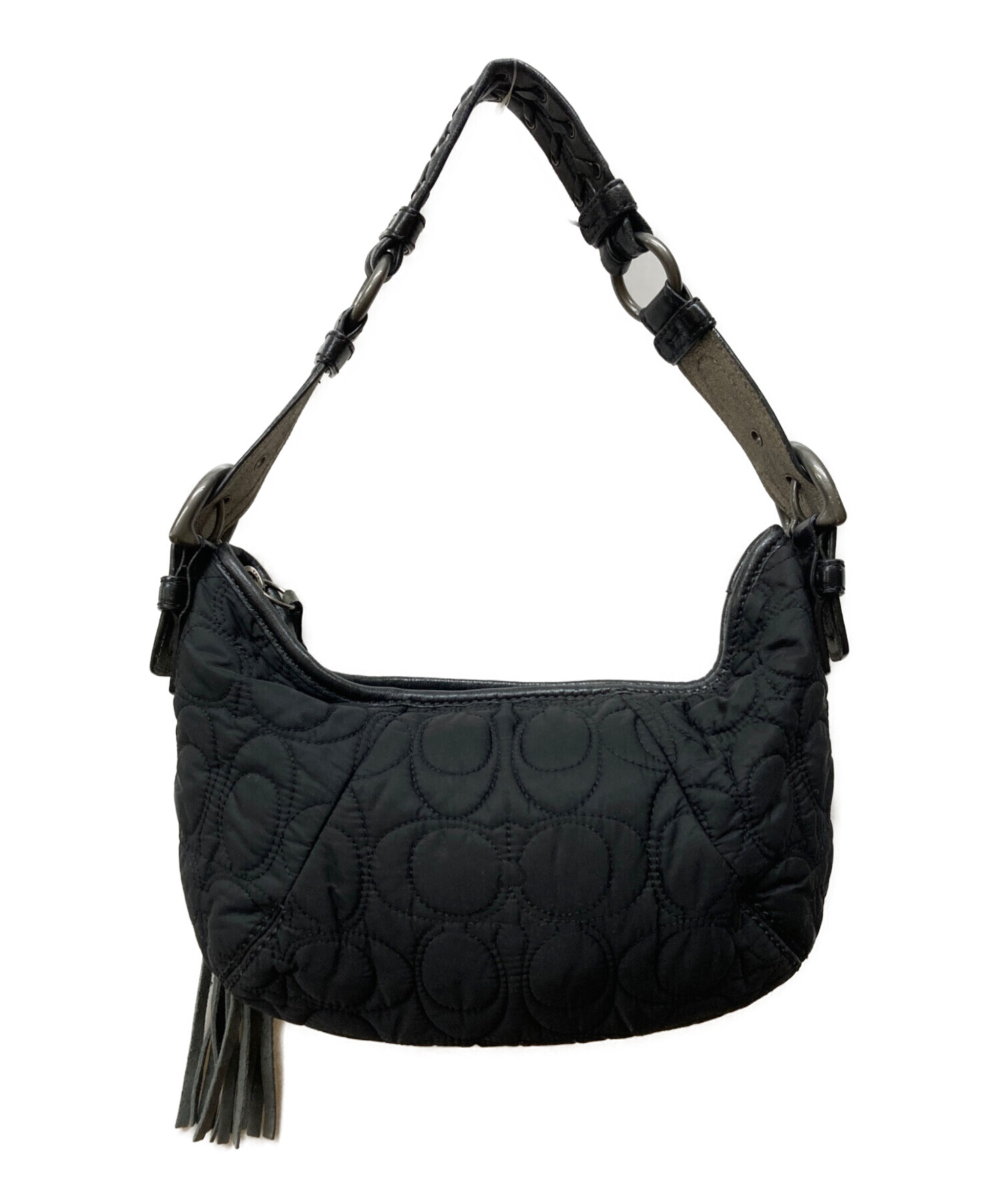 未使用！COACH ブラック ショルダーバッグ 中古・古着通販】COACH (コーチ) シグネチャーナイロン ショルダー