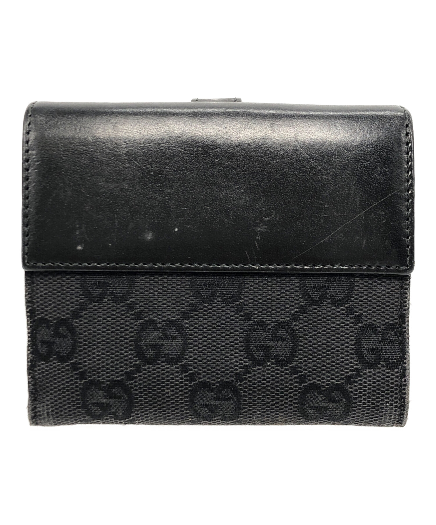 中古・古着通販】GUCCI (グッチ) GGキャンバス2つ折り財布 ブラック