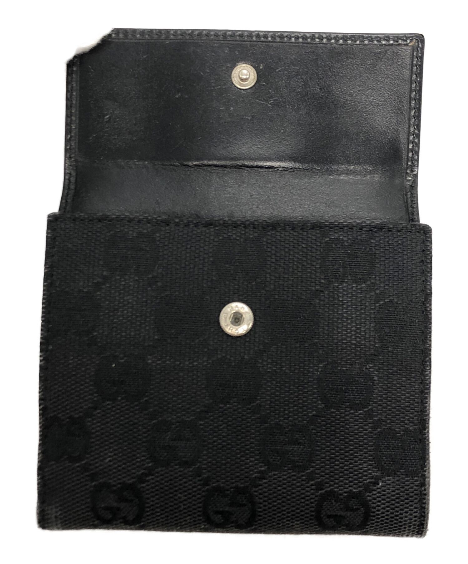 中古・古着通販】GUCCI (グッチ) GGキャンバス2つ折り財布 ブラック
