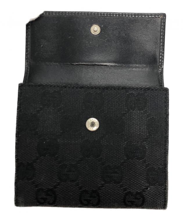 中古・古着通販】GUCCI (グッチ) GGキャンバス2つ折り財布 ブラック