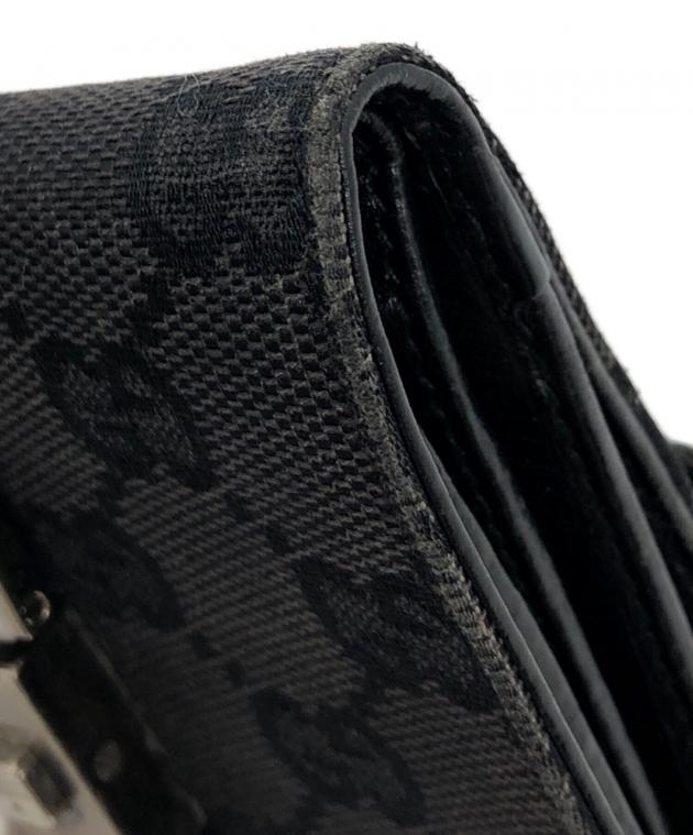 中古・古着通販】GUCCI (グッチ) GGキャンバス2つ折り財布 ブラック