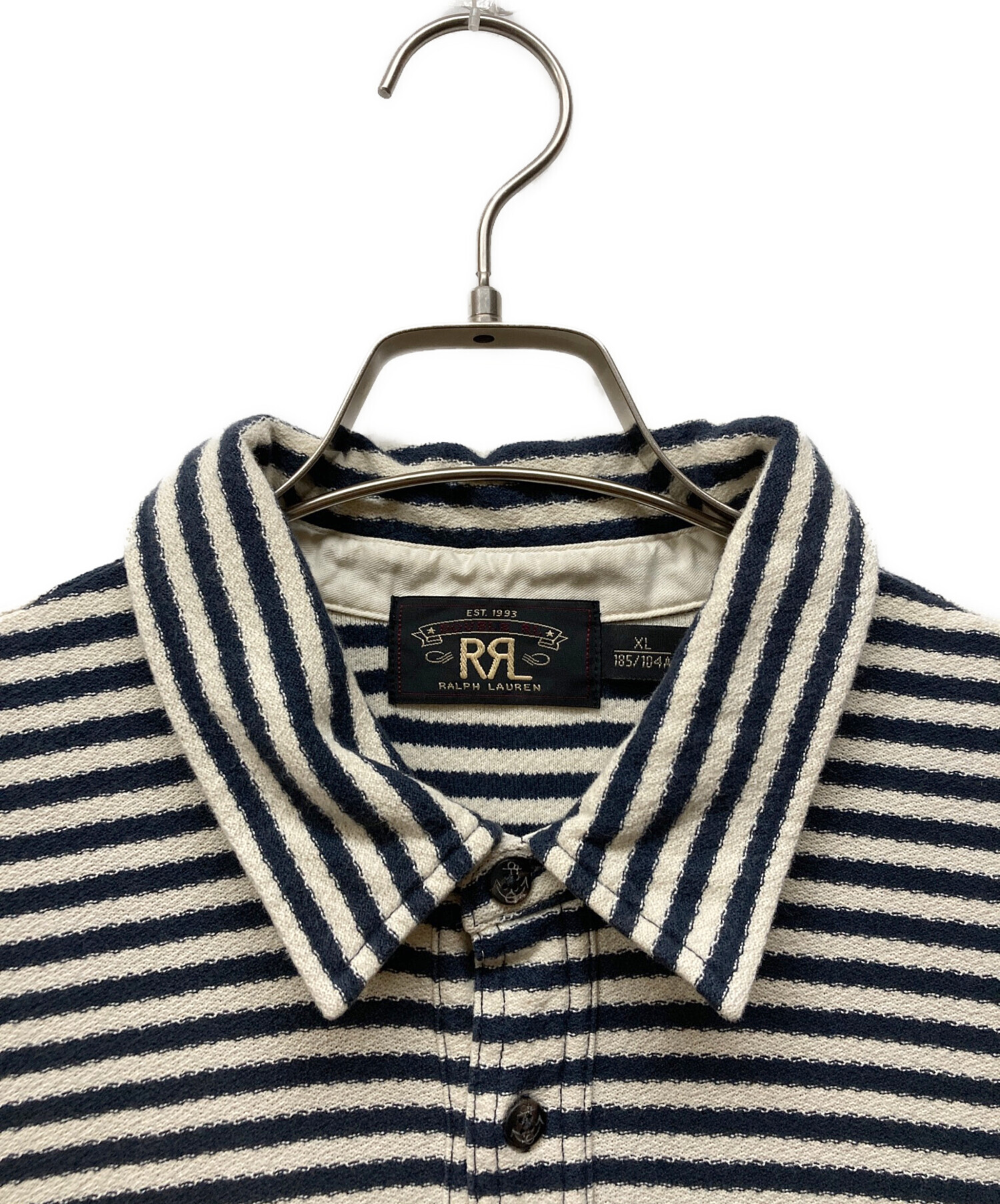 中古・古着通販】RRL (ダブルアールエル) ボーダーポロシャツ ホワイト 