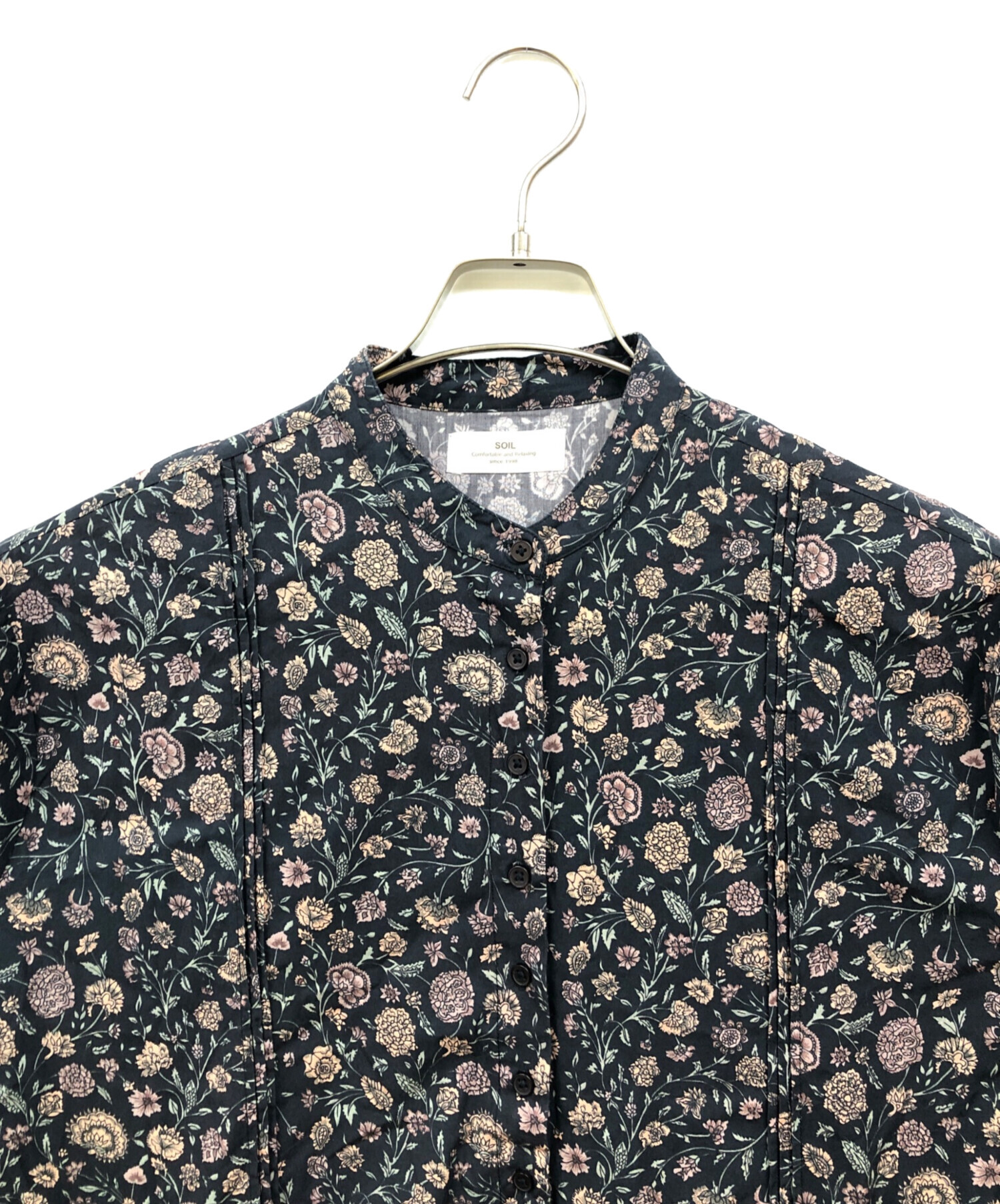中古・古着通販】SOIL (ソイル) 花柄バンドカラーシャツワンピース