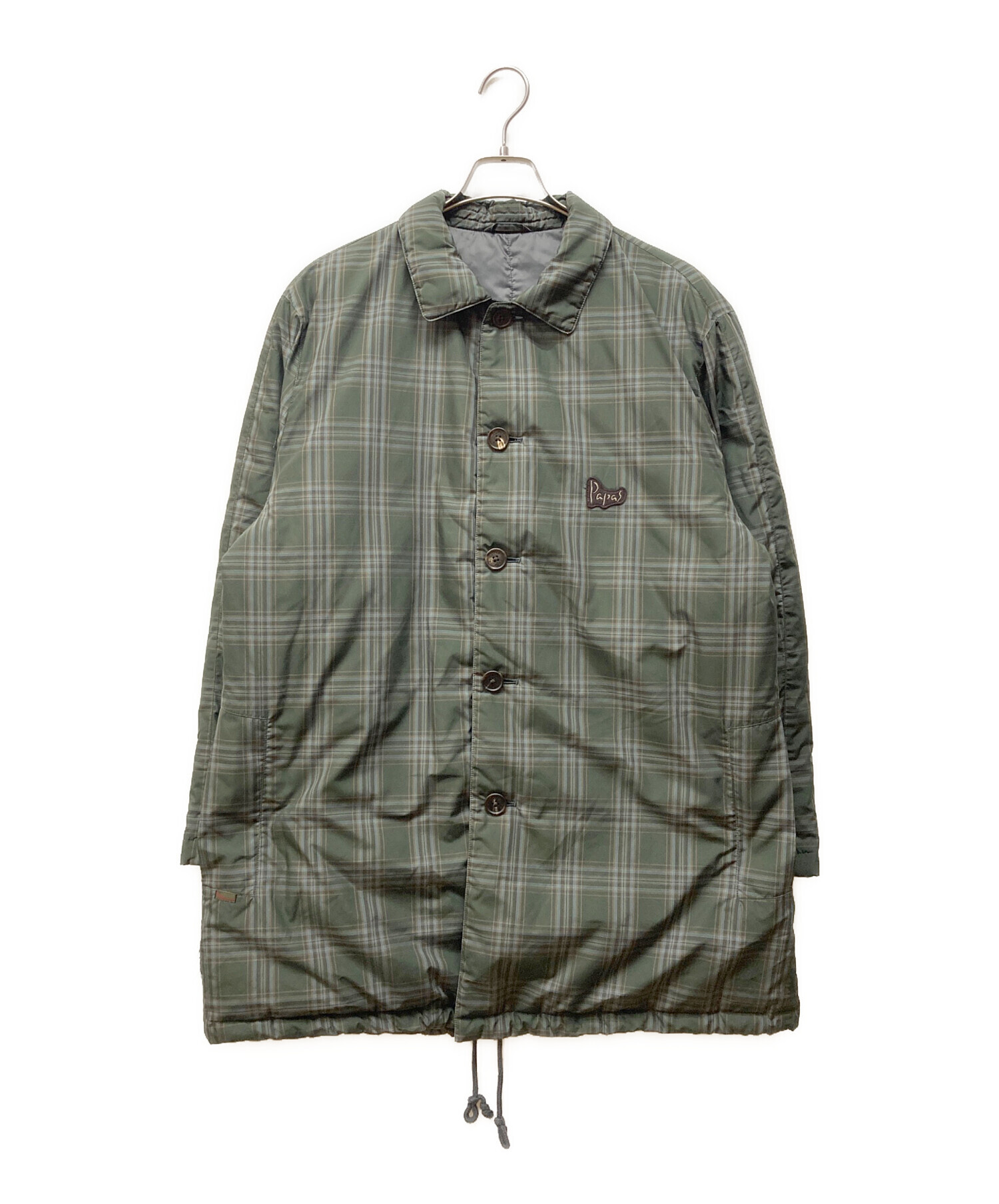 中古・古着通販】PAPAS (パパス) チェックダウンコート グリーン