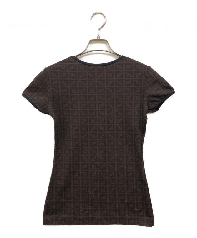 FENDI フェンディ　 ズッカ カットソー　Tシャツ 半袖 ロゴ　OLD 古着 中古・古着通販】FENDI (フェンディ) ズッカ総柄Tシャツ ブラウン