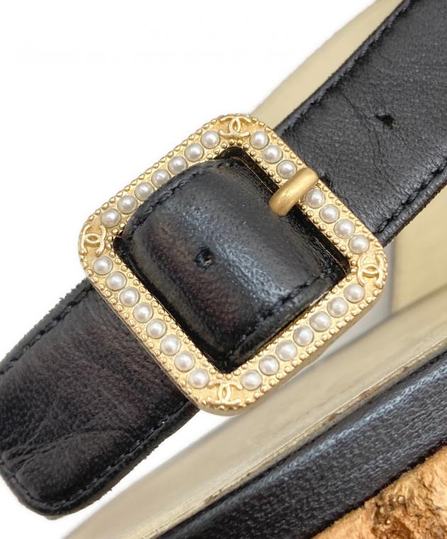 中古・古着通販】CHANEL (シャネル) ウェッジソールサンダル ブラック 
